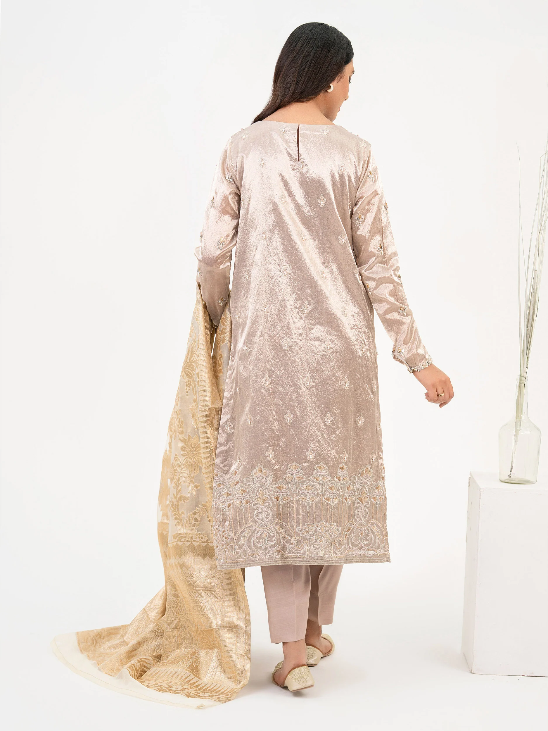 3 Piece Zari Suit-Embellished (Pret) - Image 4