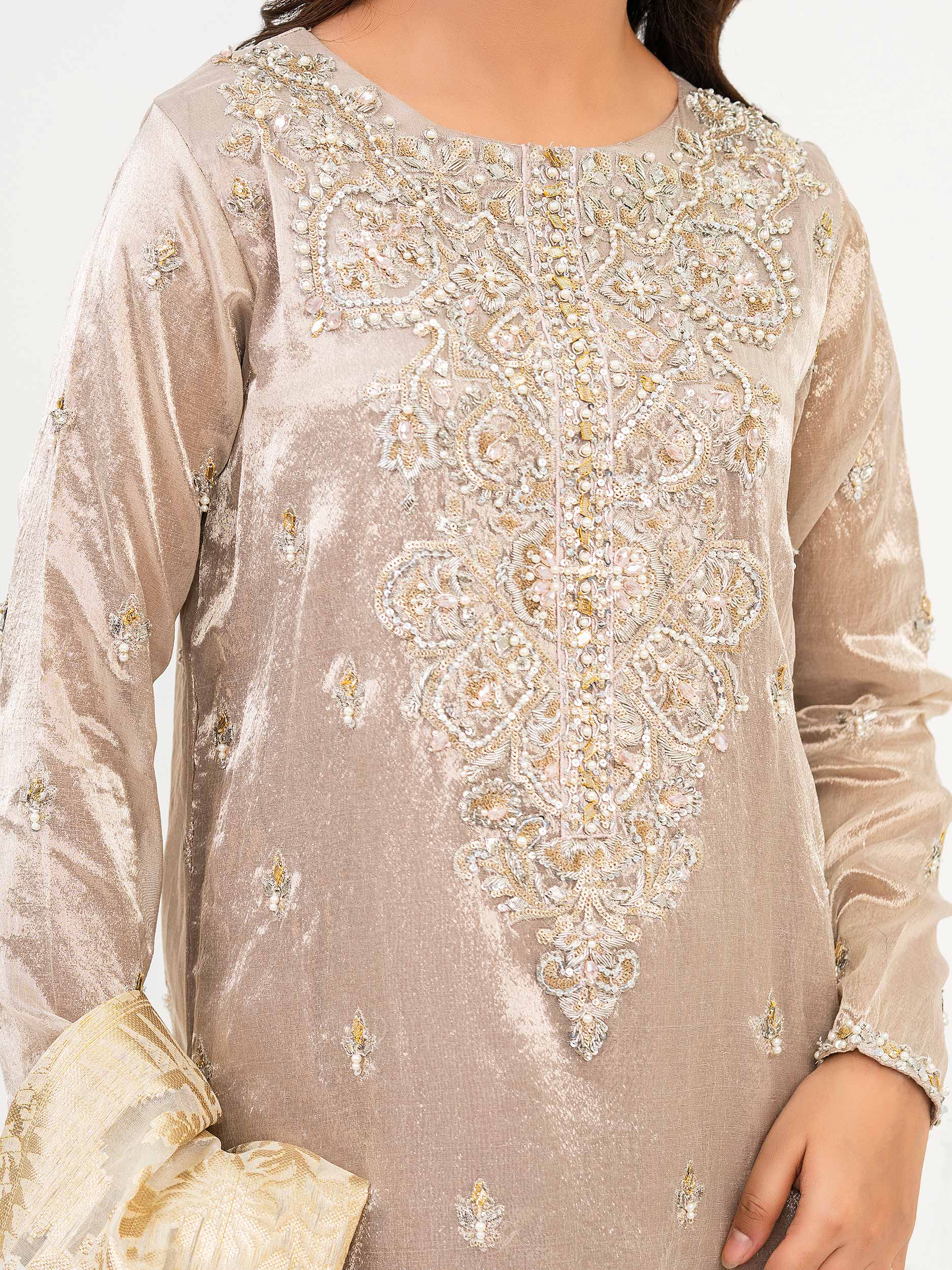 3 Piece Zari Suit-Embellished (Pret) - Image 5