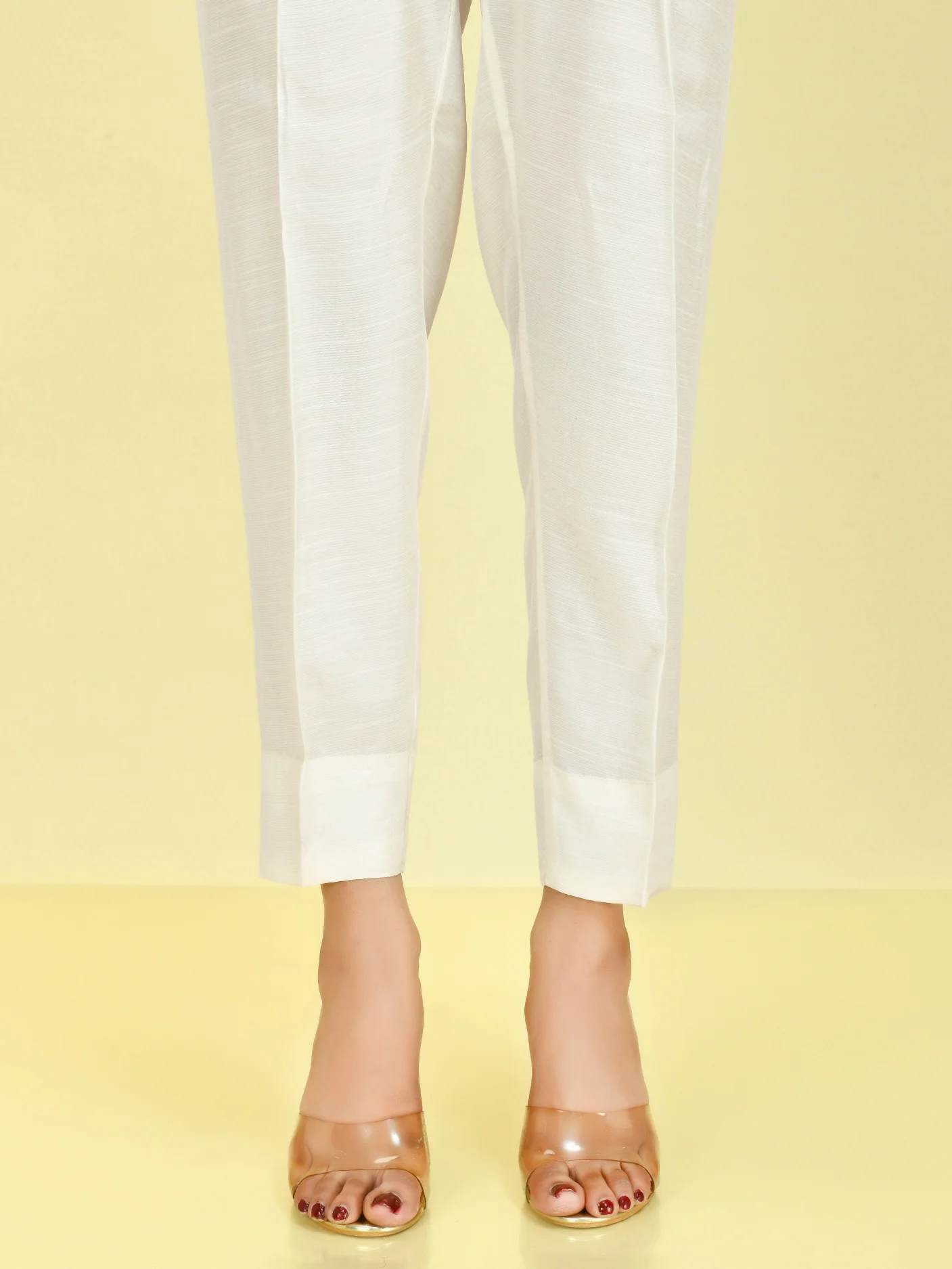 Raw Silk Trousers -Cream - Image 3