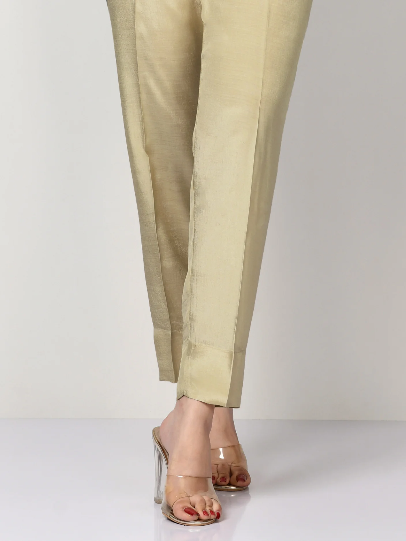 Silk Straight Trouser - Dark Beige - Image 2