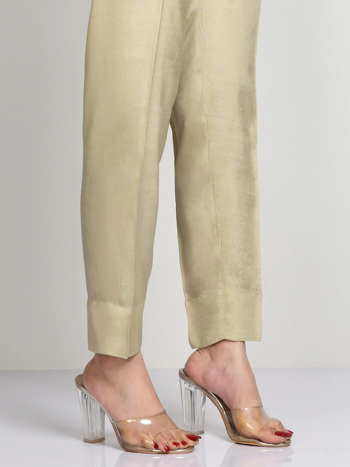 Silk Straight Trouser - Dark Beige - Image 4
