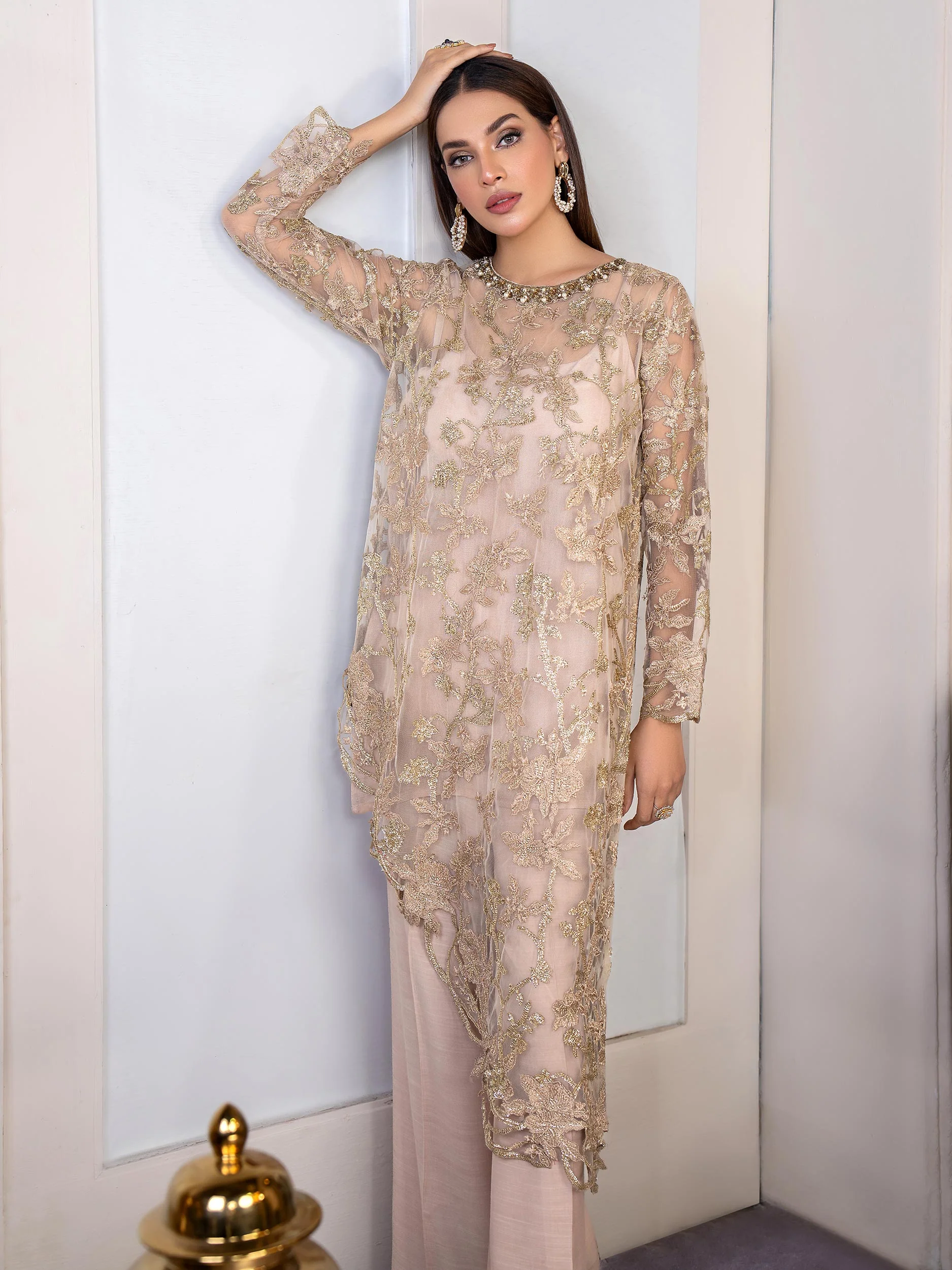3 Piece Net Suit-Embroidered(Pret) - Image 2
