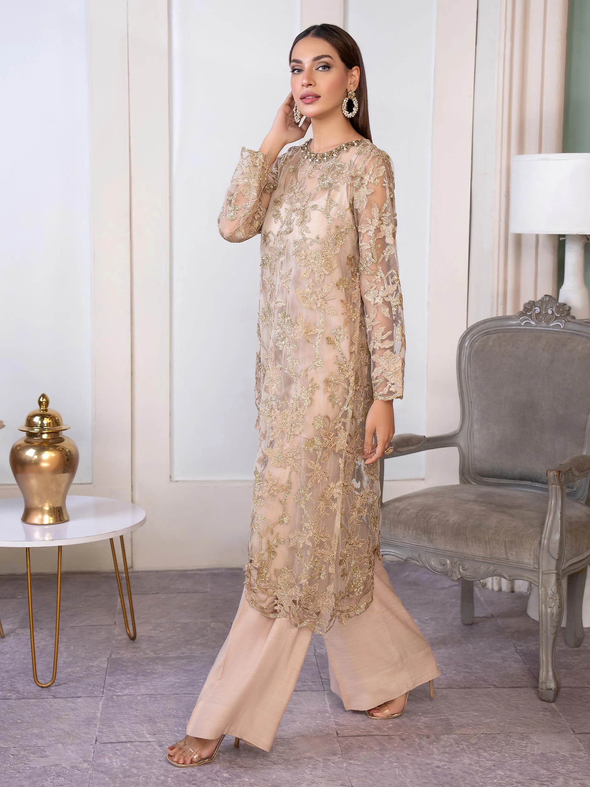 3 Piece Net Suit-Embroidered(Pret) - Image 4