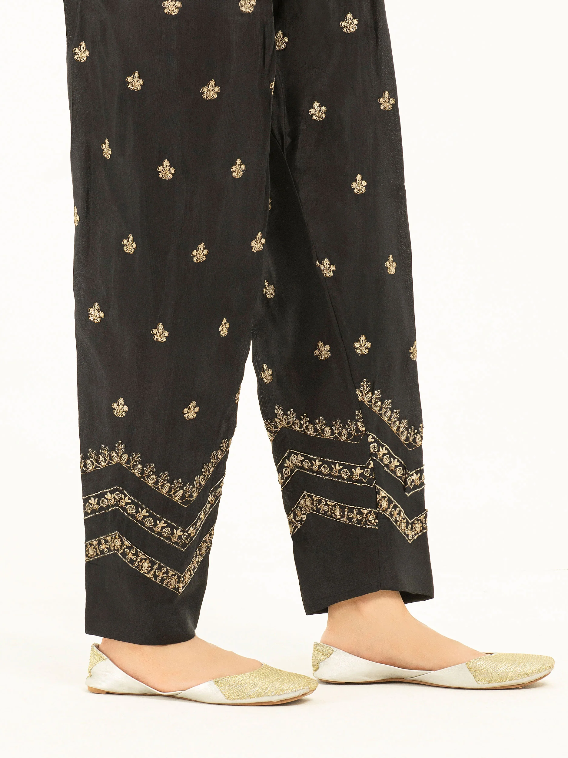 Raw Silk Trousers- Embroidered (Pret) - Image 2