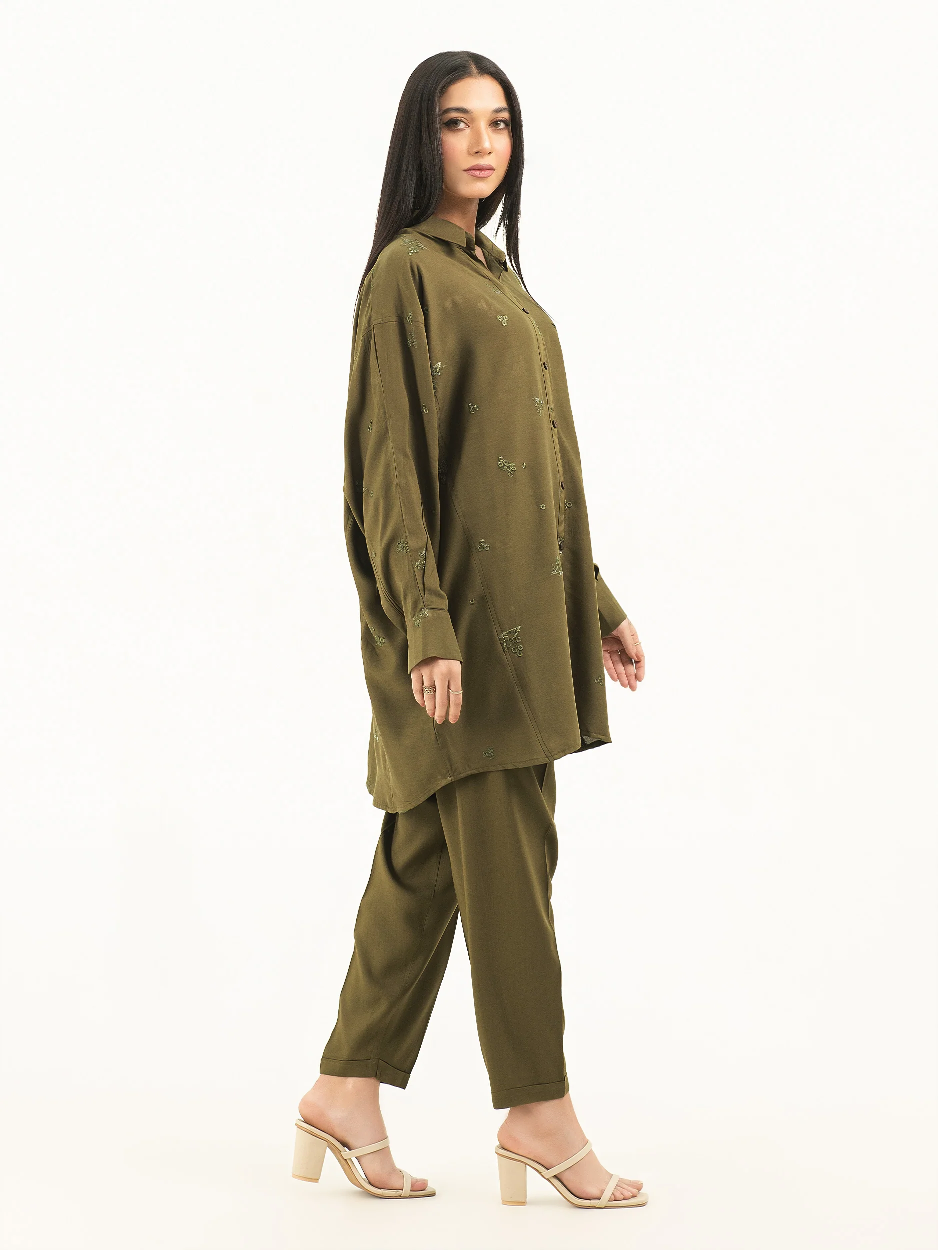 2 Piece Linen Suit -Embroidered (Pret) - Image 3