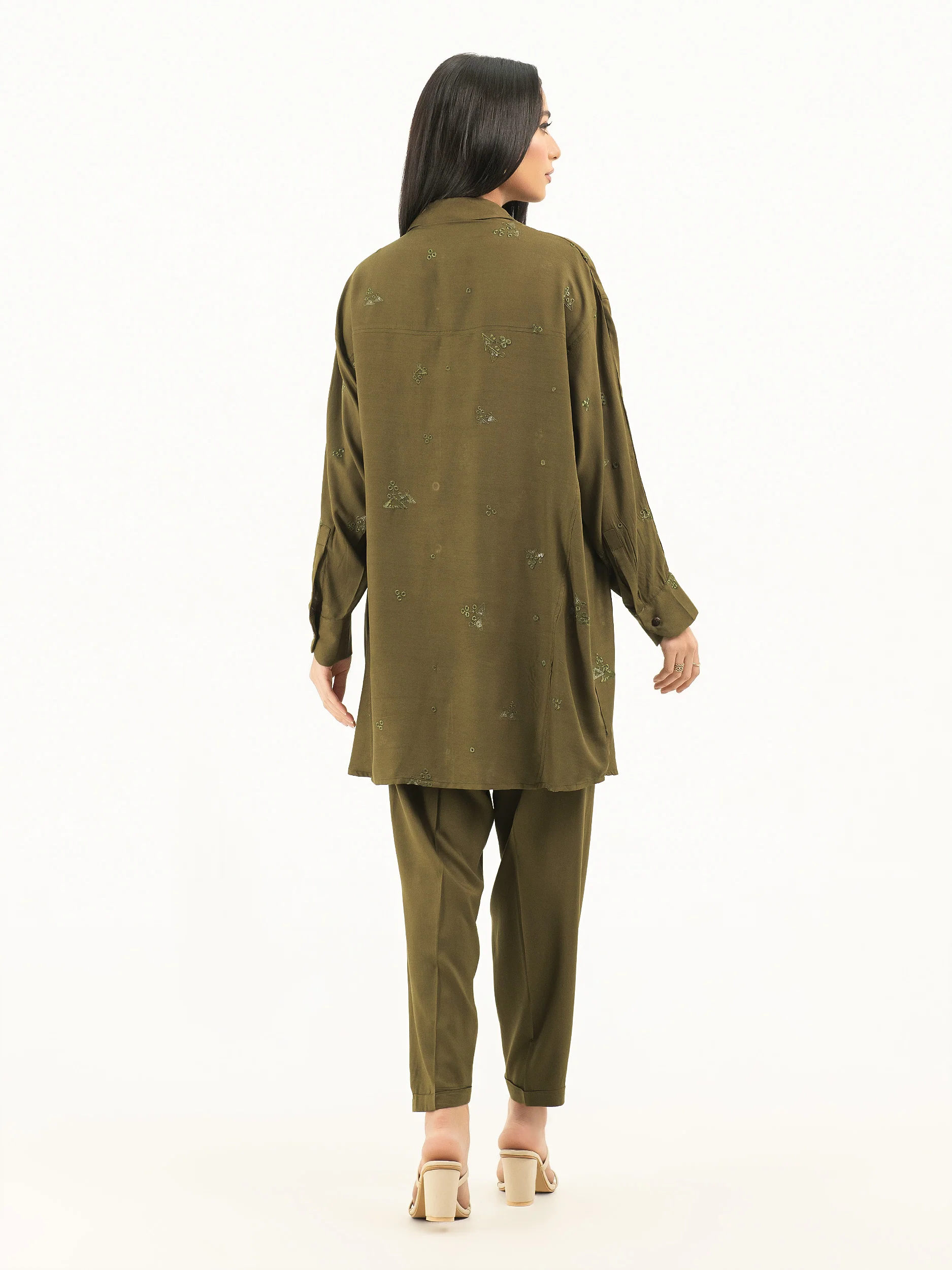 2 Piece Linen Suit -Embroidered (Pret) - Image 4
