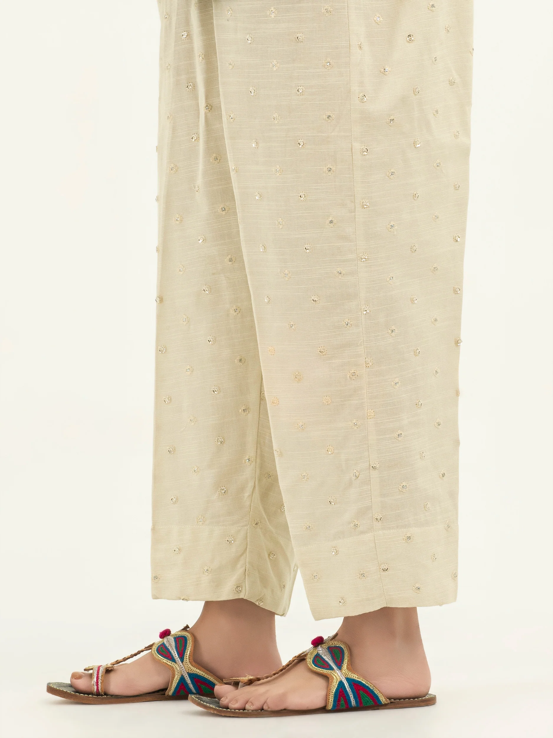 Khaddar Trousers-Embroidered (Pret) - Image 2