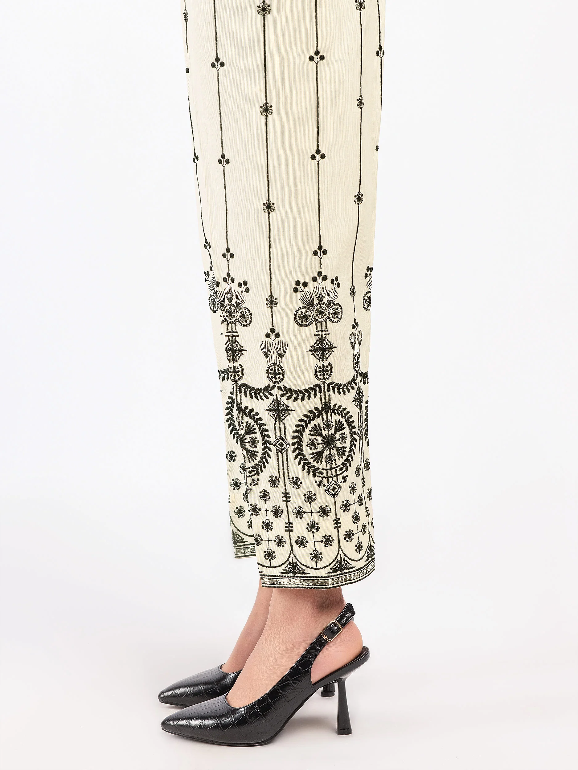 Khaddar Trousers-Embroidered (Pret) - Image 3