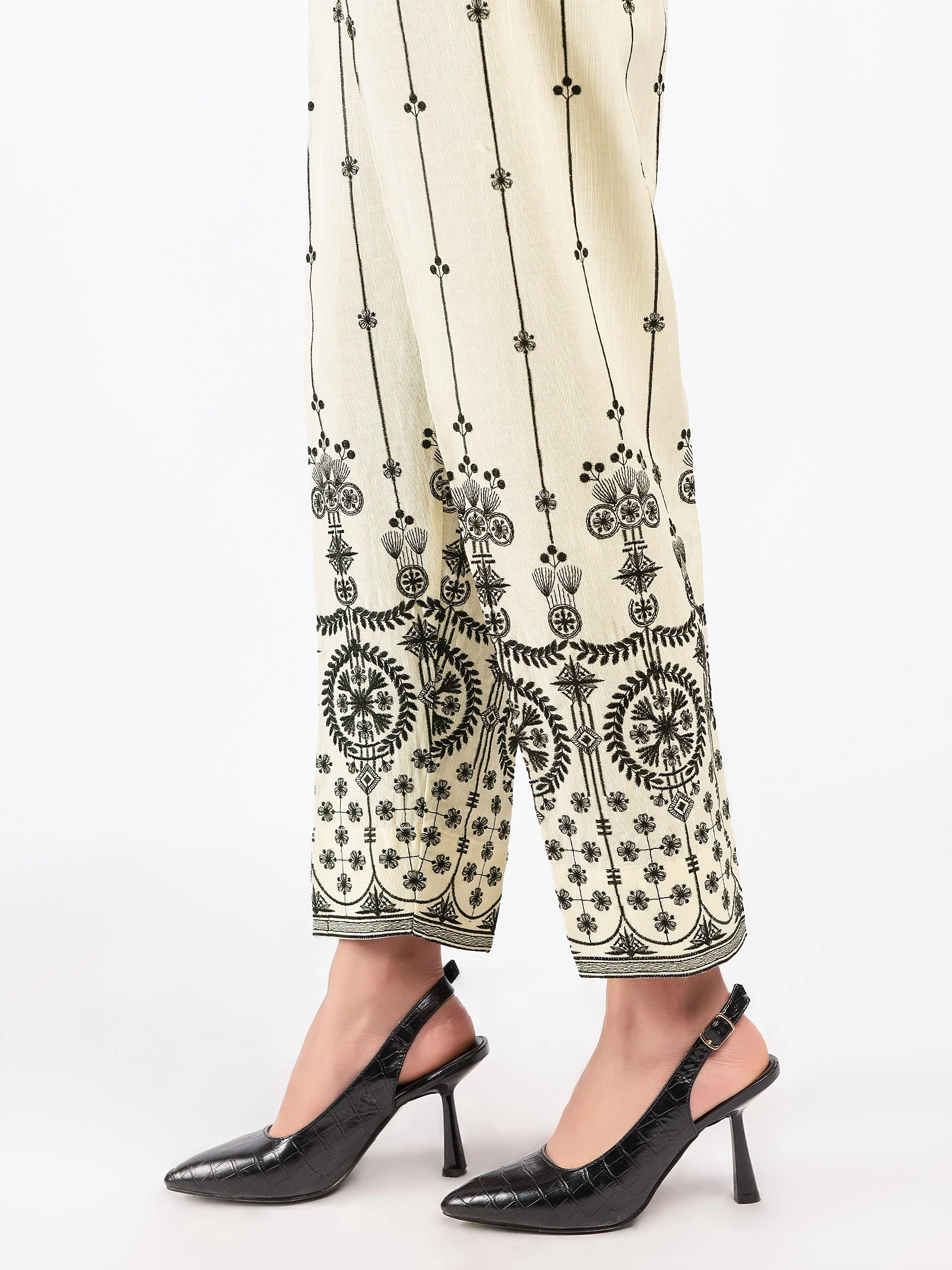 Khaddar Trousers-Embroidered (Pret) - Image 4