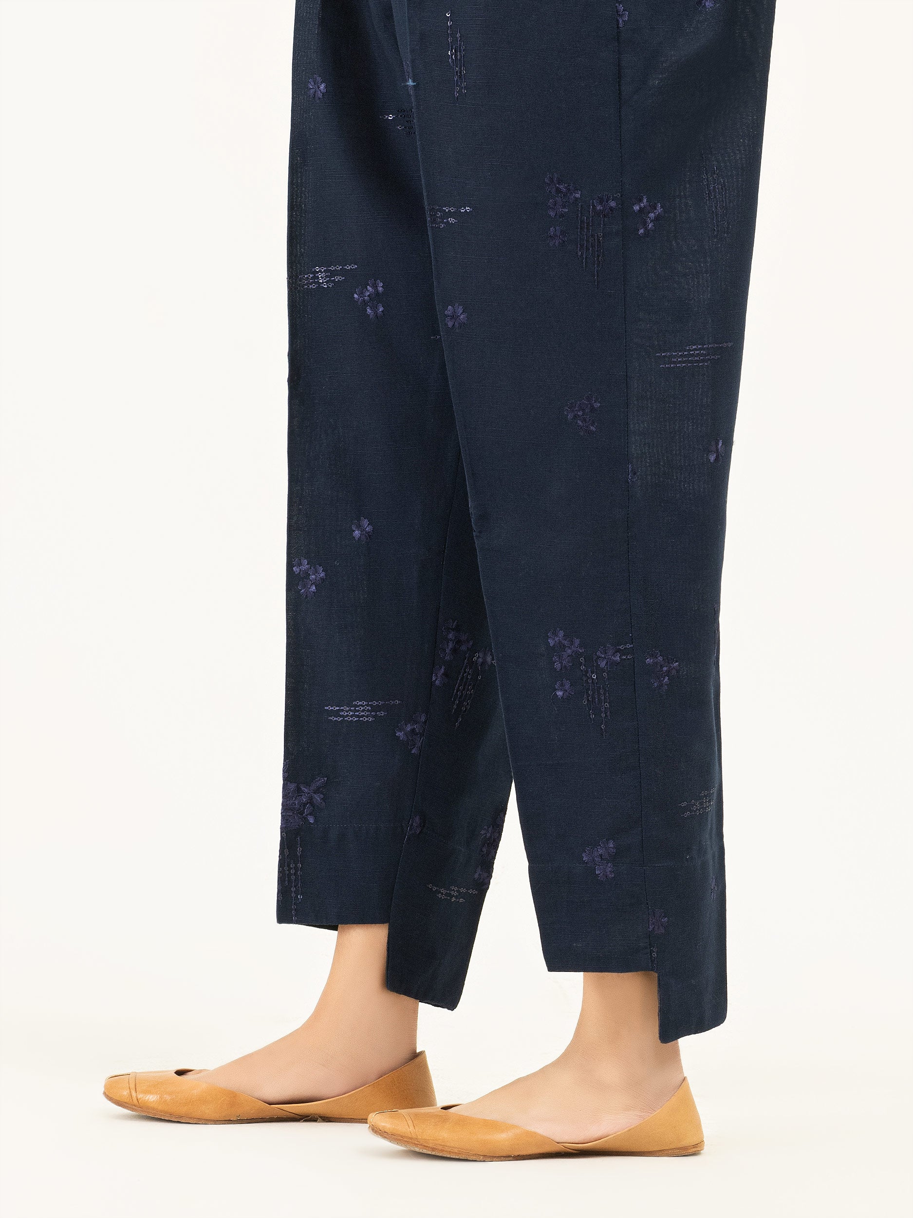 Embroidered Khaddar Trousers(Pret) - Image 2