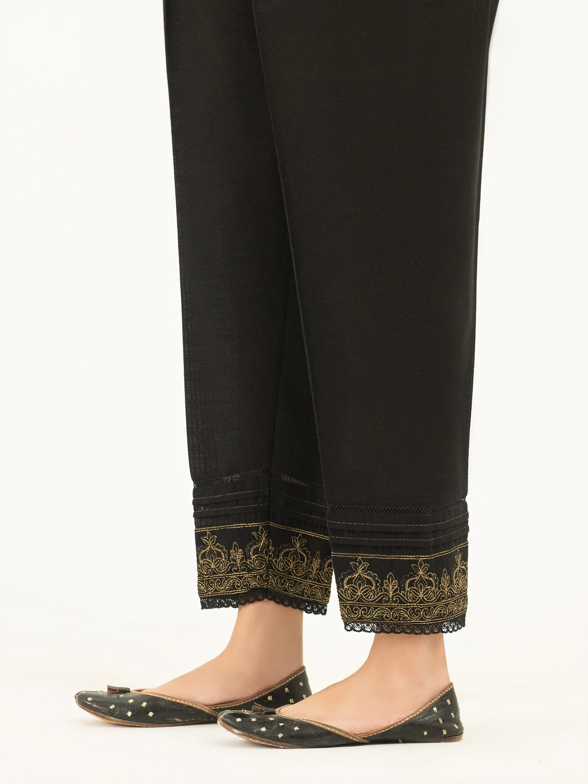 Khaddar Trousers-Embroidered (Pret) - Image 2