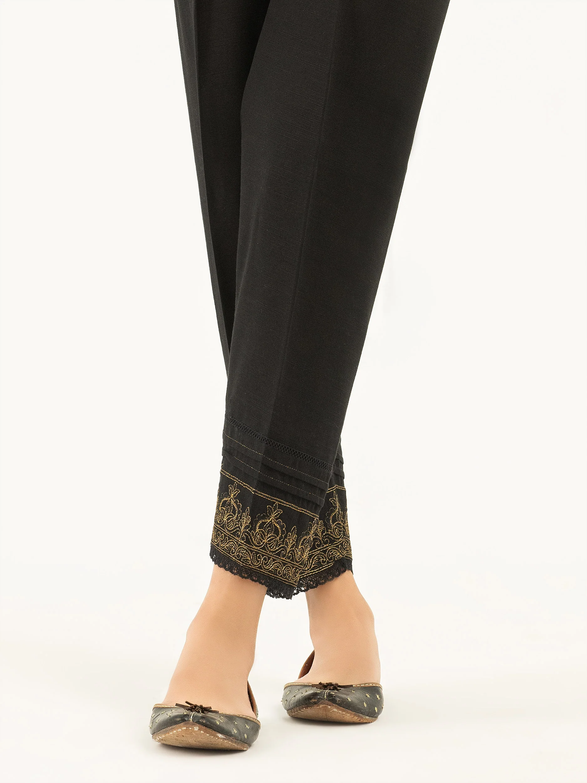 Khaddar Trousers-Embroidered (Pret) - Image 3
