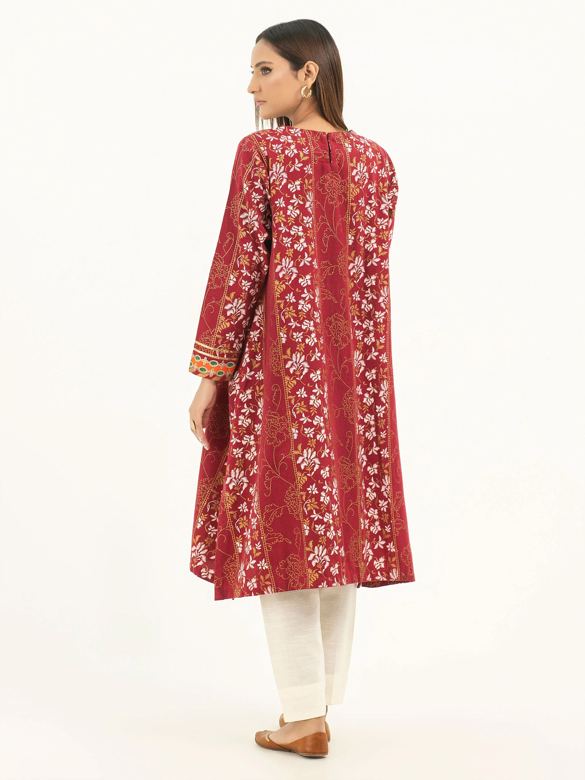 Khaddar Shirt-Gold Paste Print (Pret) - Image 4