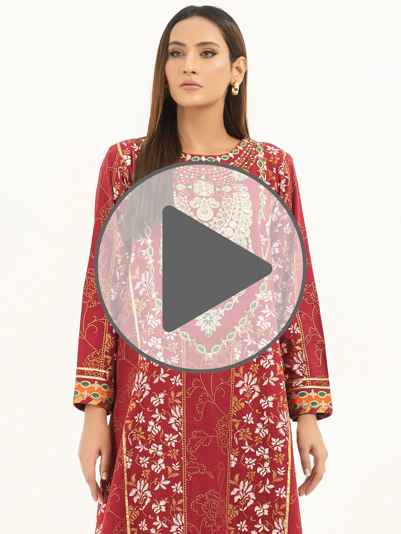 Khaddar Shirt-Gold Paste Print (Pret) - Image 7