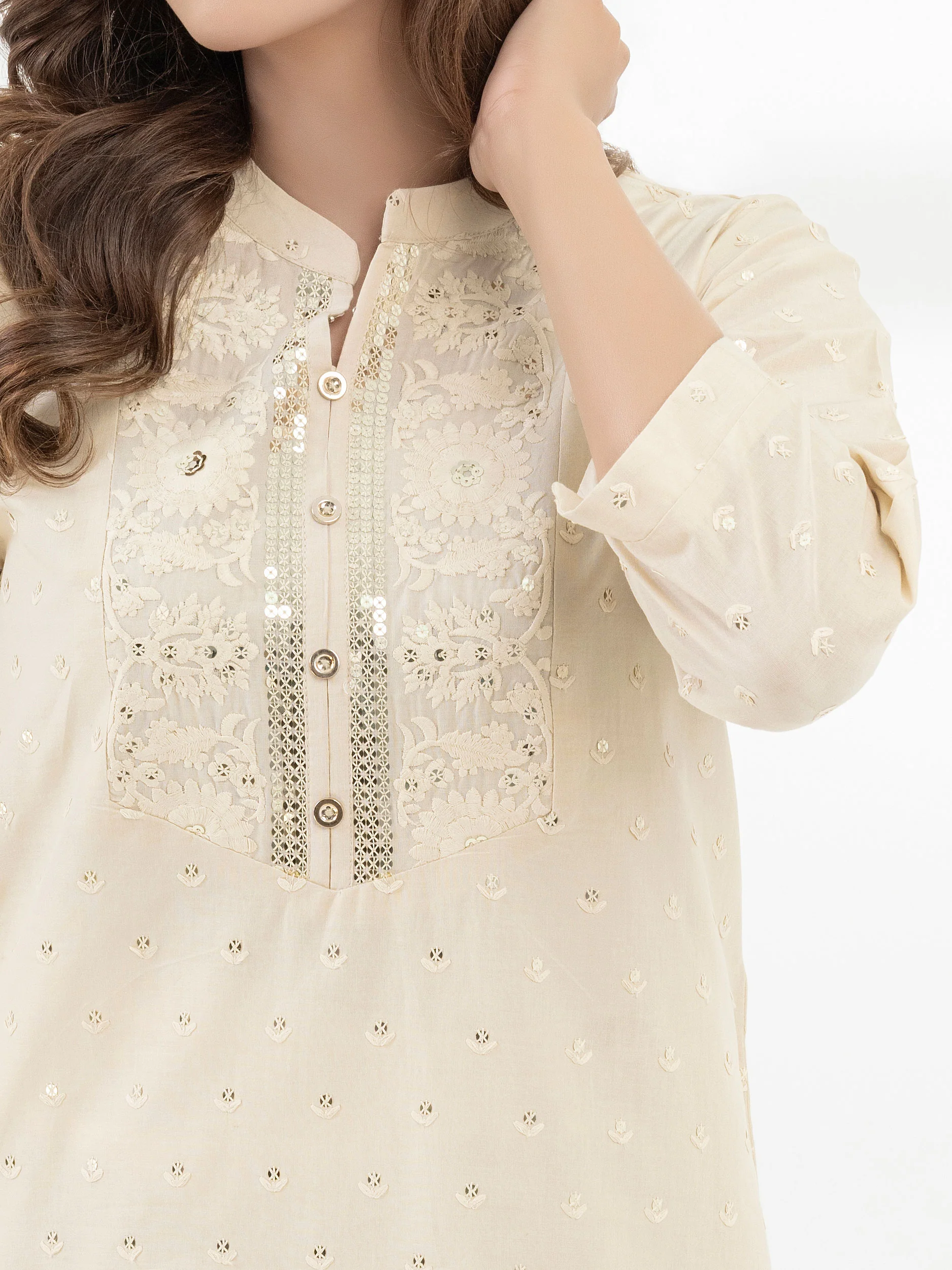 Cambric Kurti-Embroidered (Pret) - Image 6