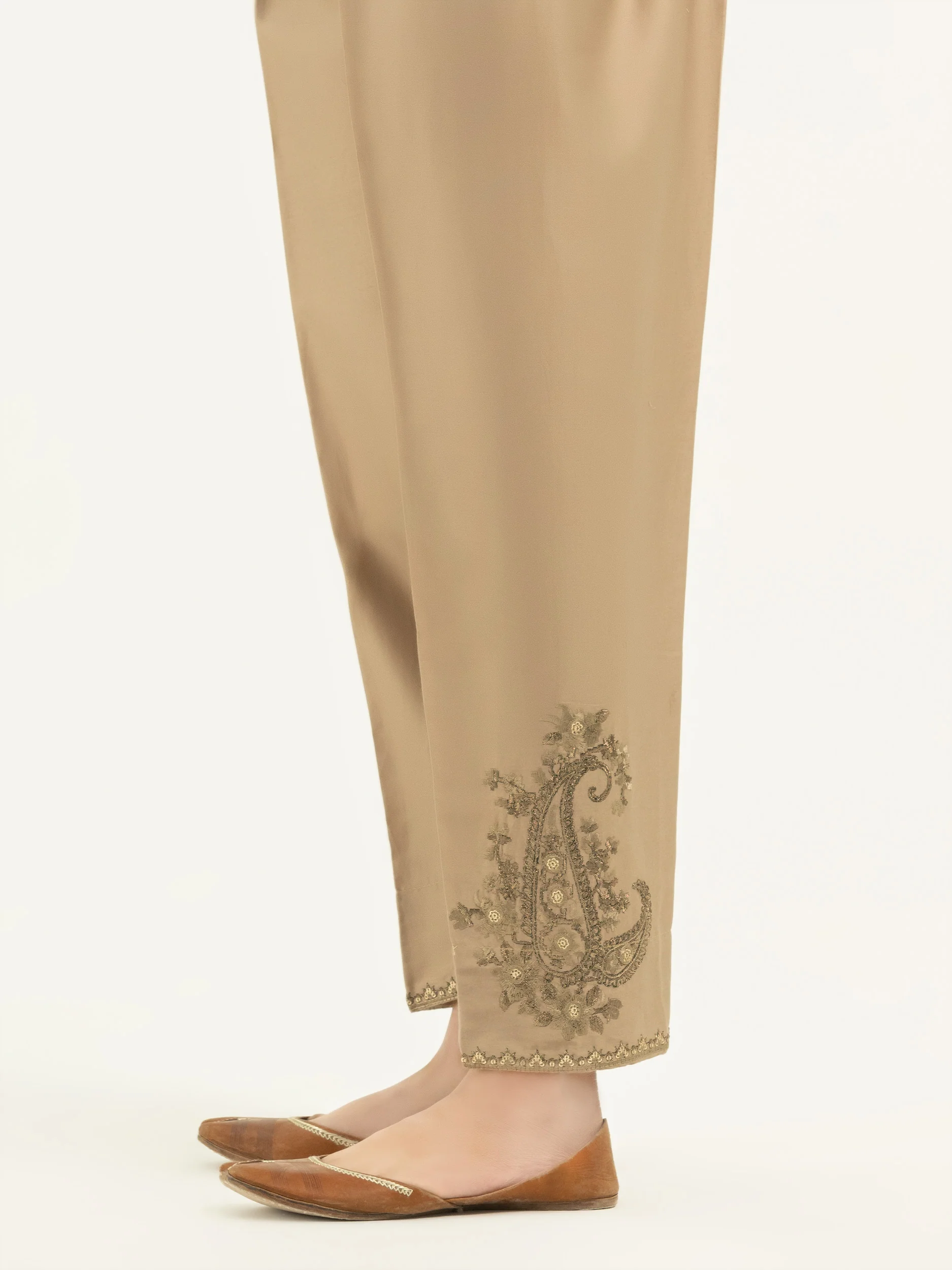 Embroidered Satin Trousers(Pret) - Image 4
