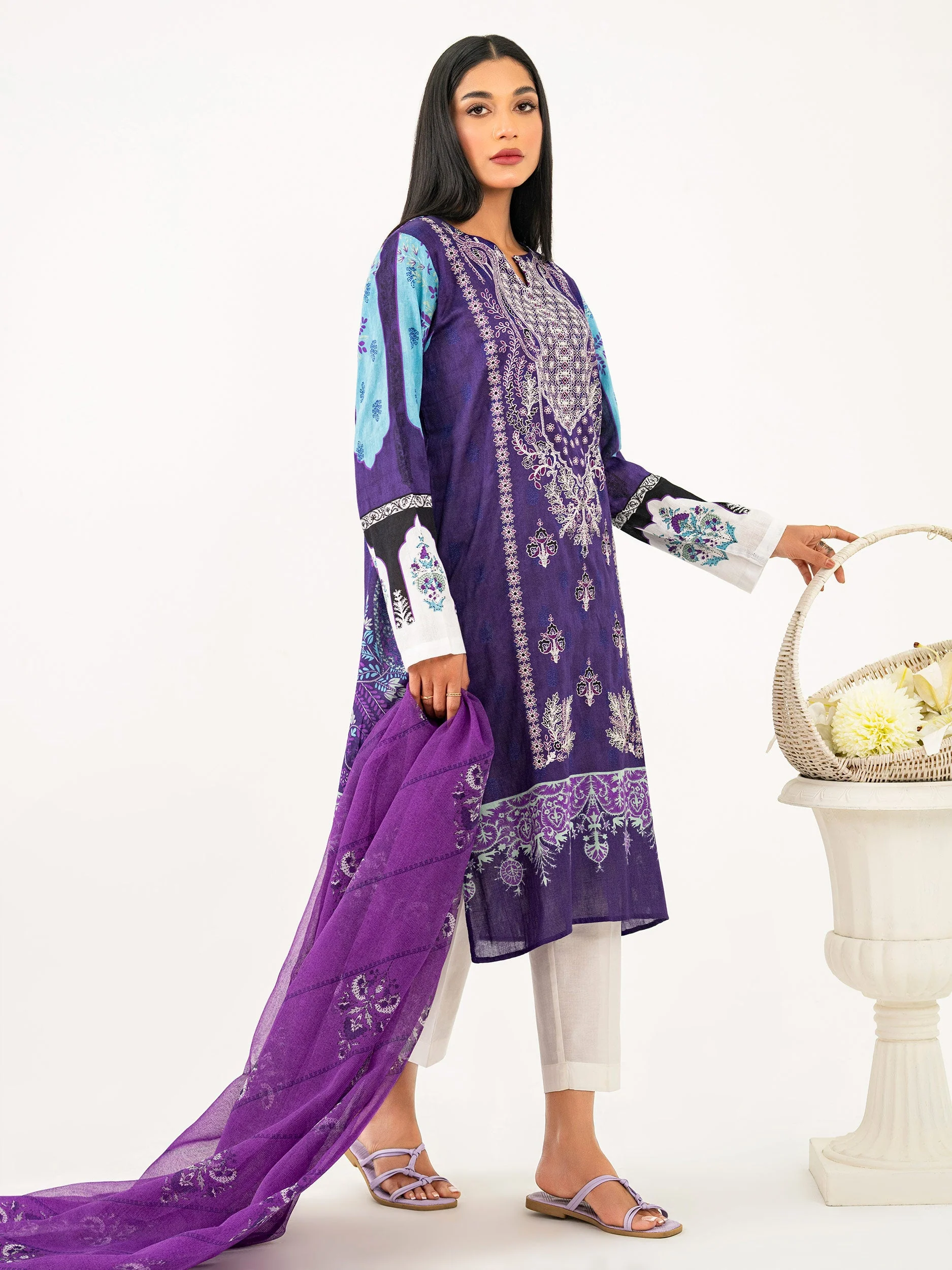 2 Piece Dobby Suit-Embroidered (Pret) - Image 3