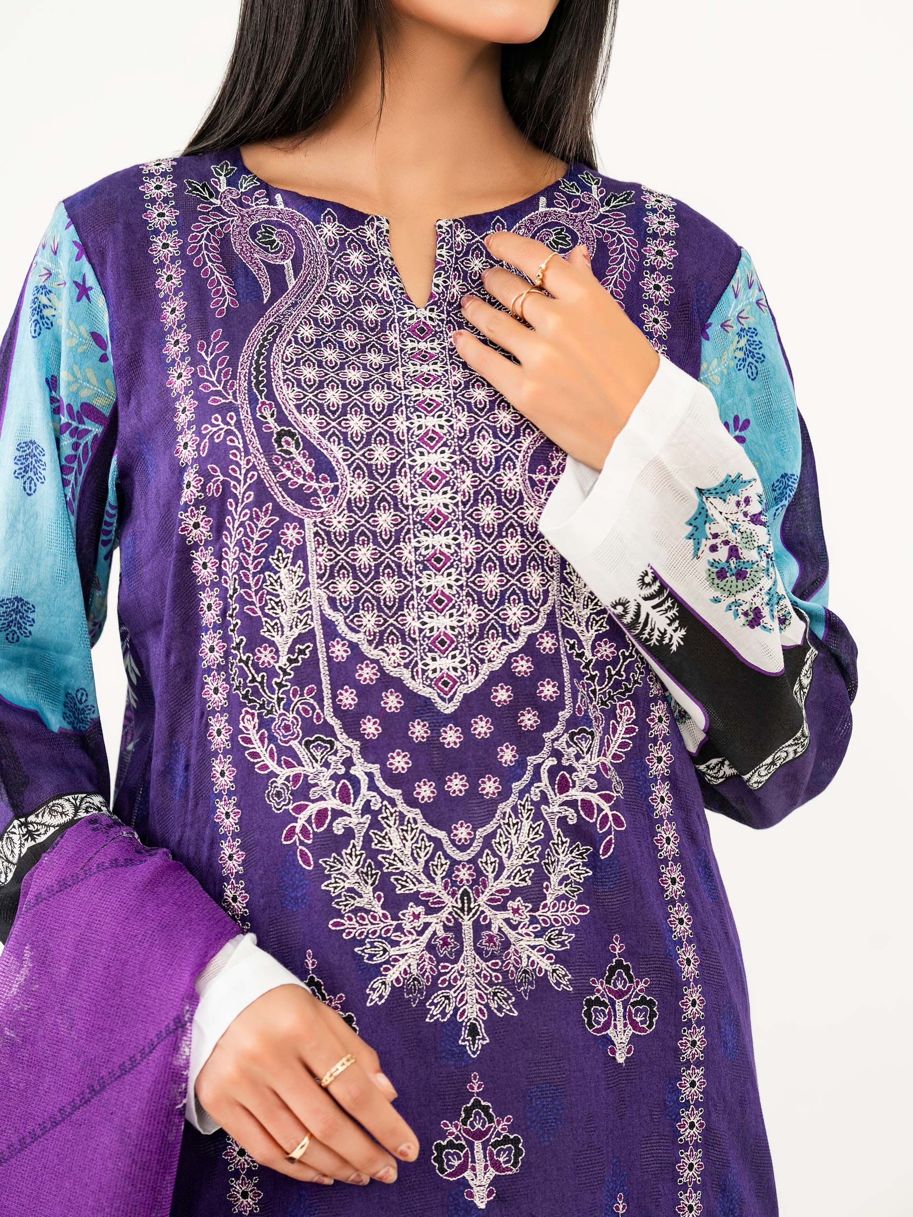 2 Piece Dobby Suit-Embroidered (Pret) - Image 5