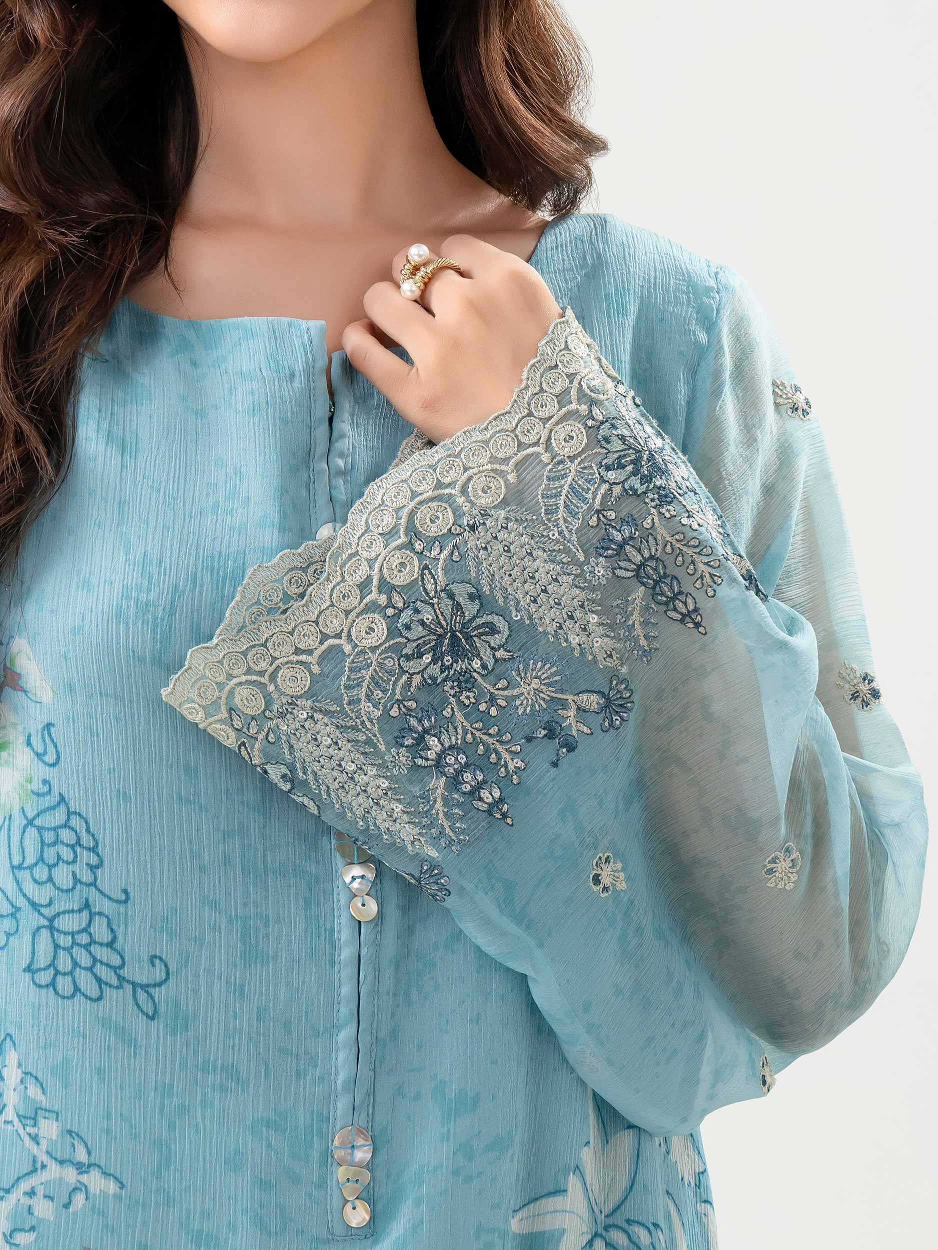 Chiffon Shirt-Embroidered (Pret) - Image 6