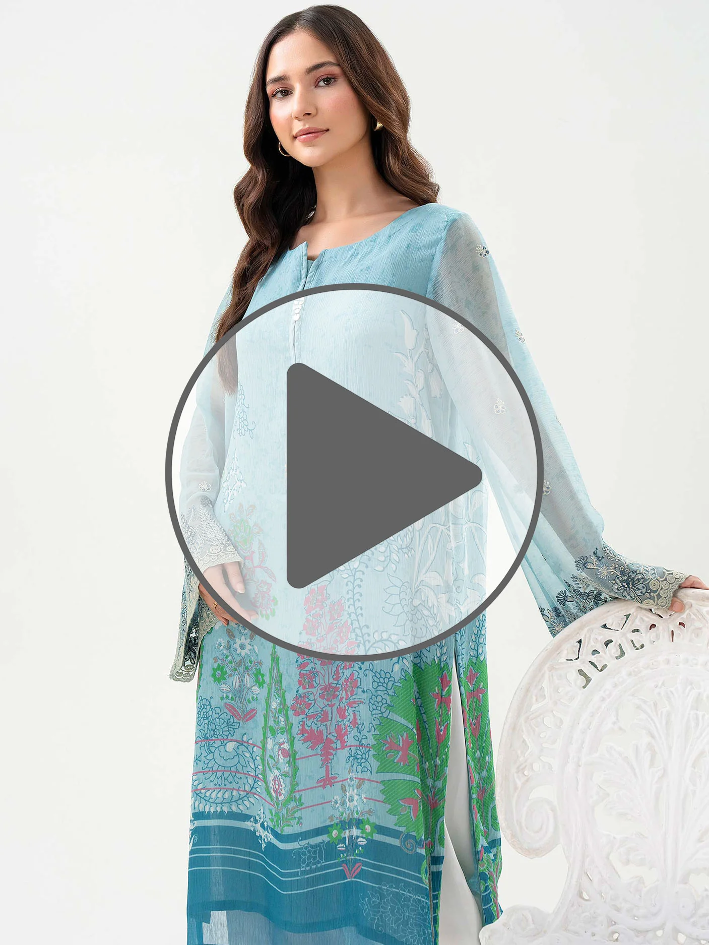 Chiffon Shirt-Embroidered (Pret) - Image 7