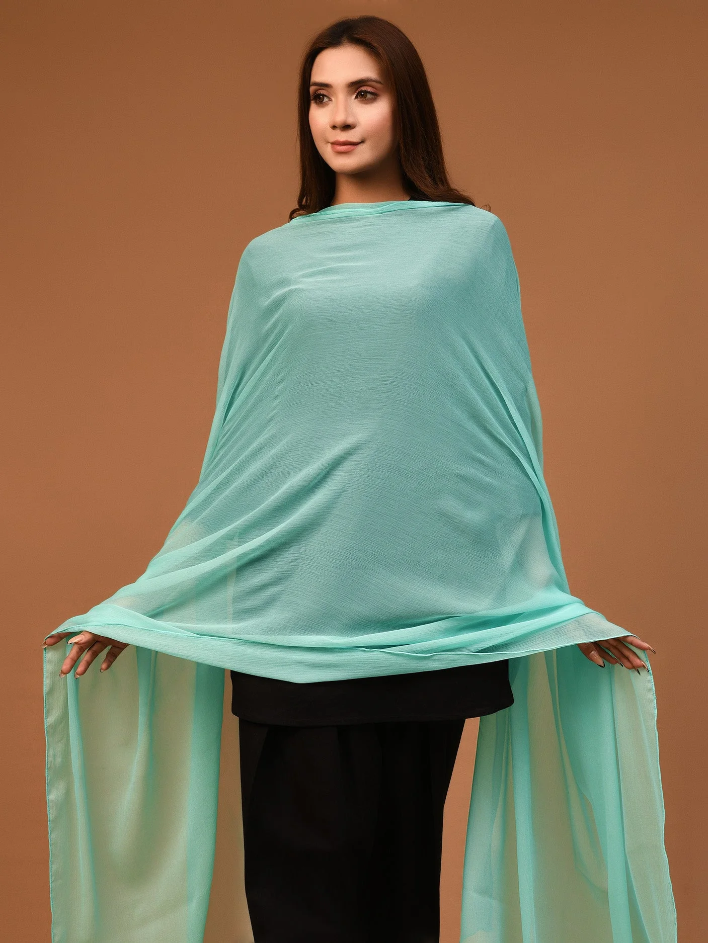 Chiffon Dupatta - Aqua - Image 3