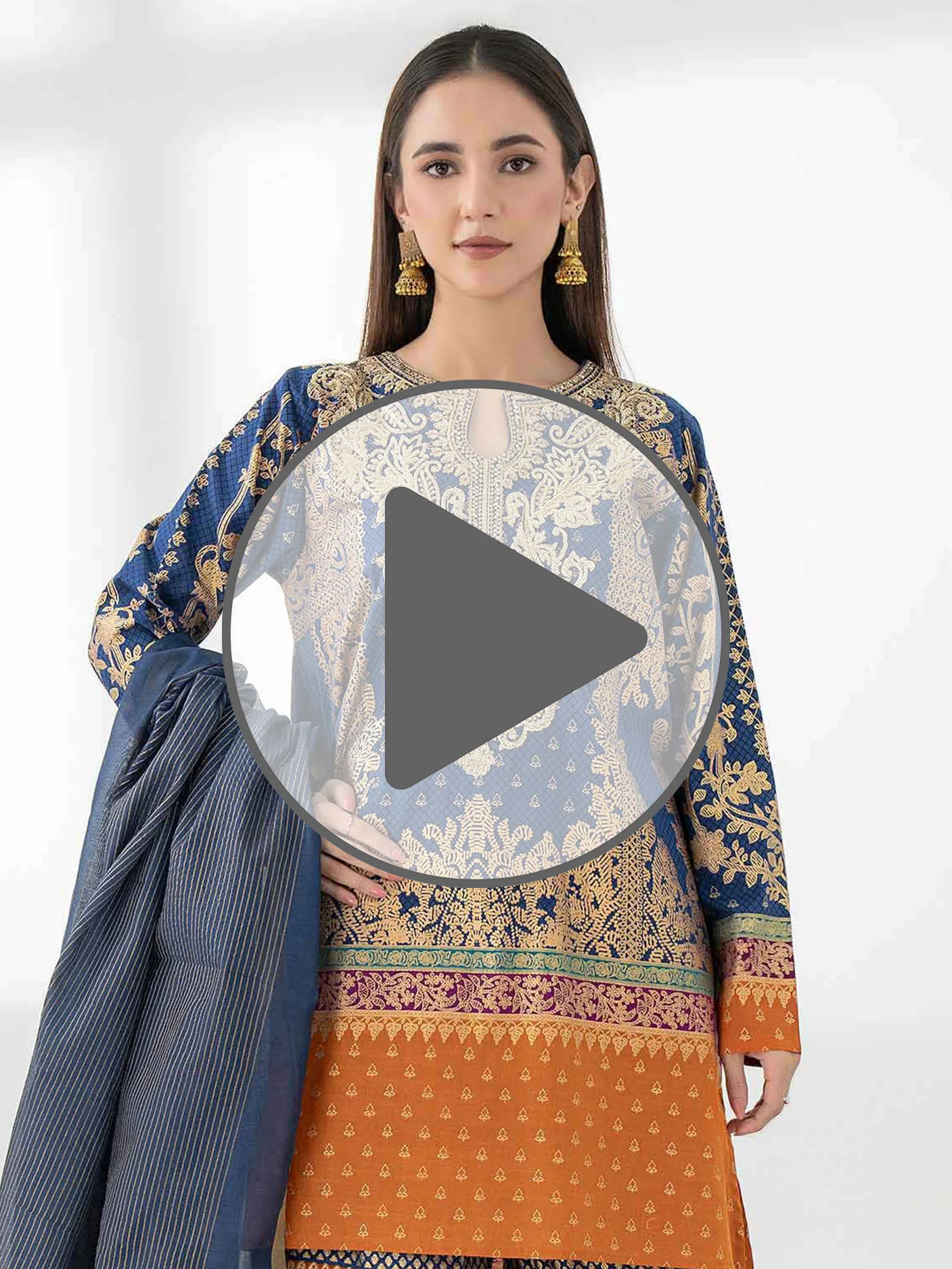 3 Piece Cambric Suit-Embroidered (Pret) - Image 10