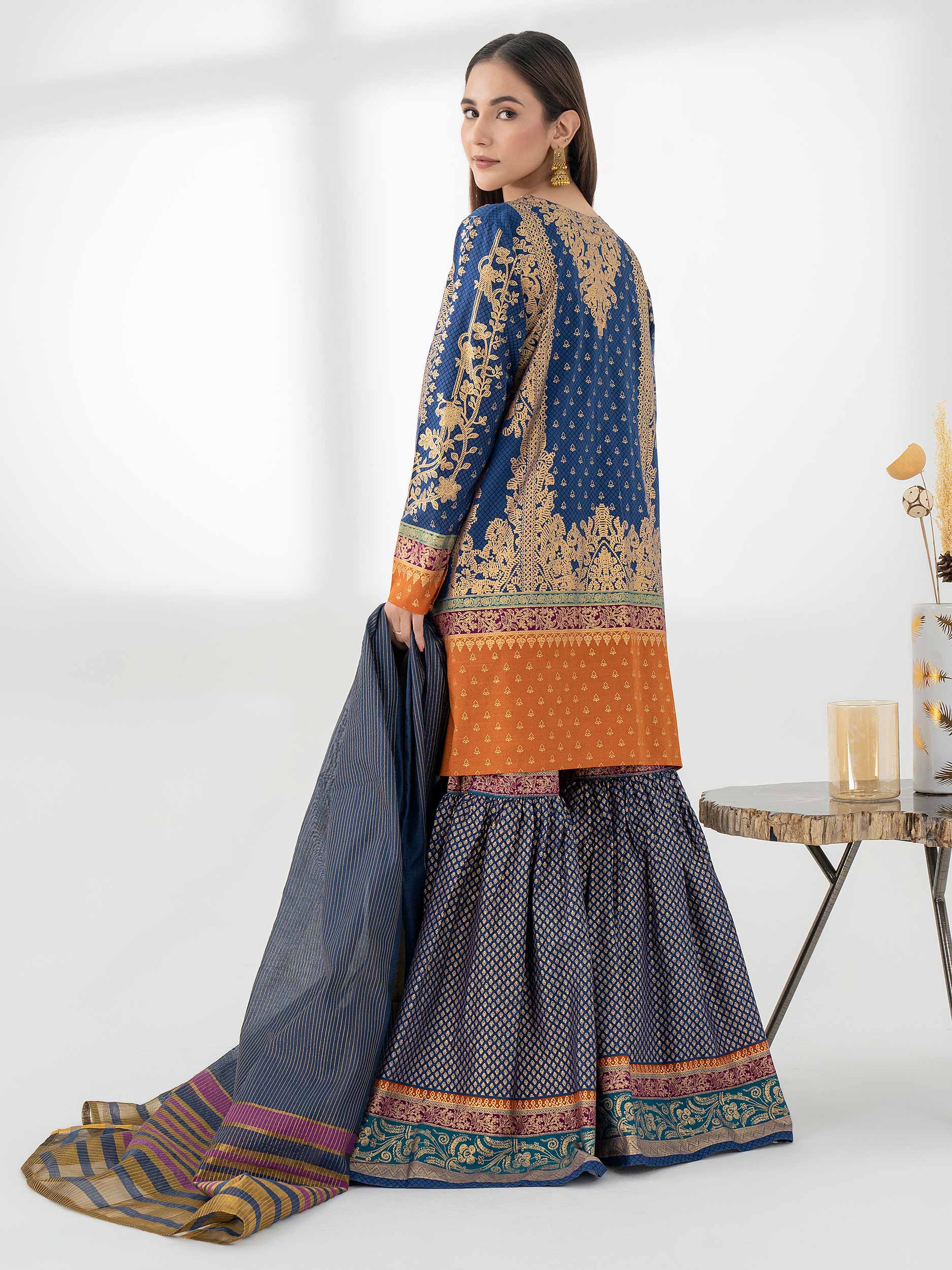 3 Piece Cambric Suit-Embroidered (Pret) - Image 6