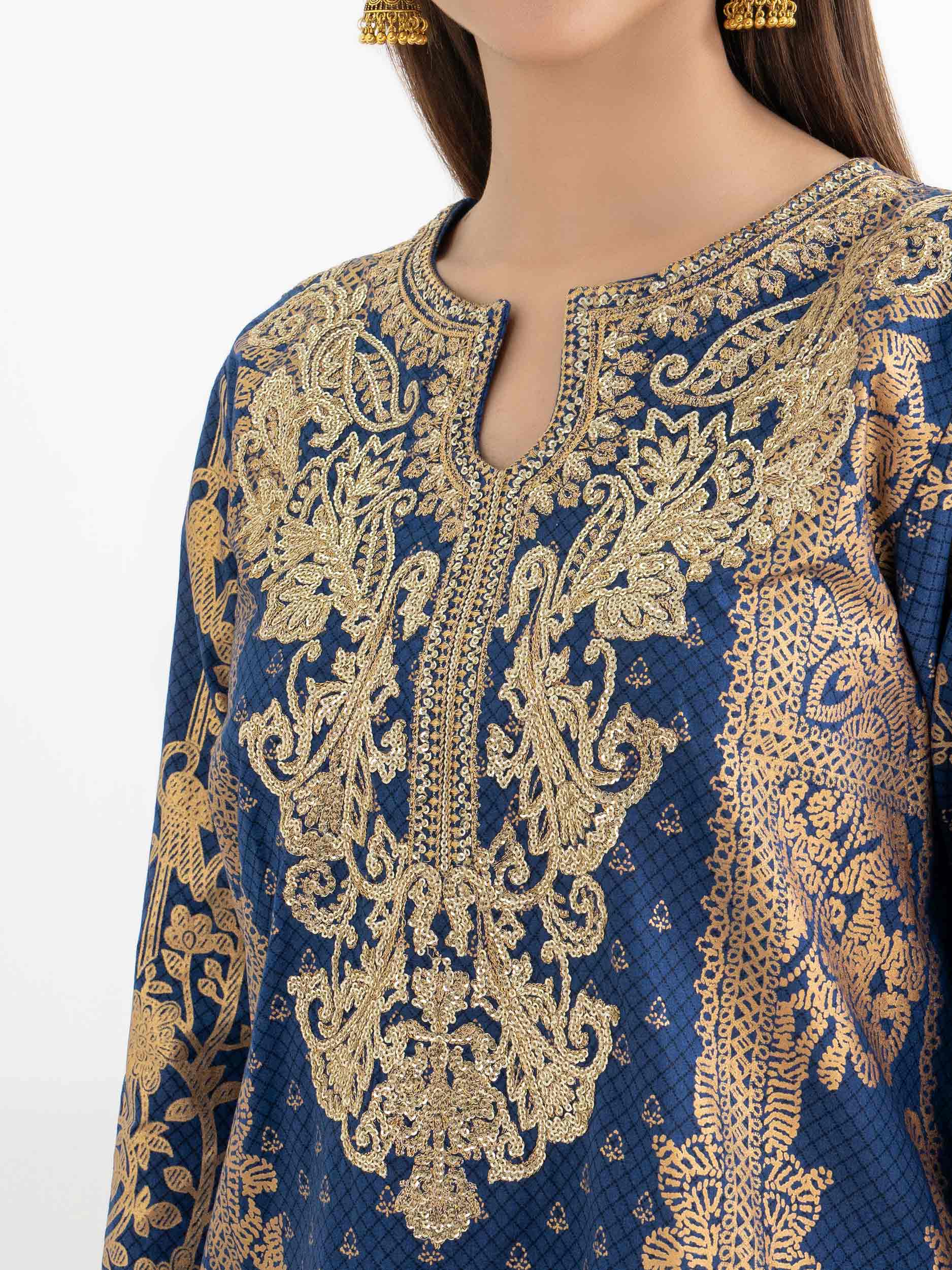 3 Piece Cambric Suit-Embroidered (Pret) - Image 7
