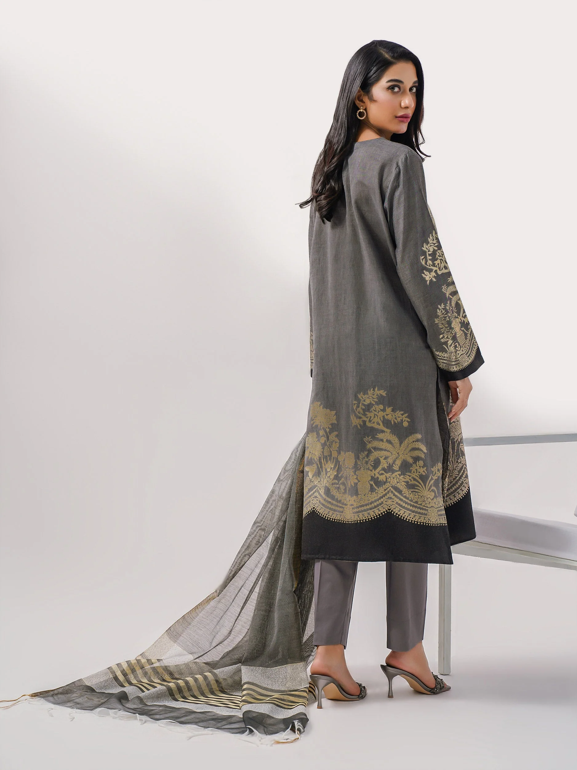 3 Piece Jacquard Suit-Dyed(Pret) - Image 4