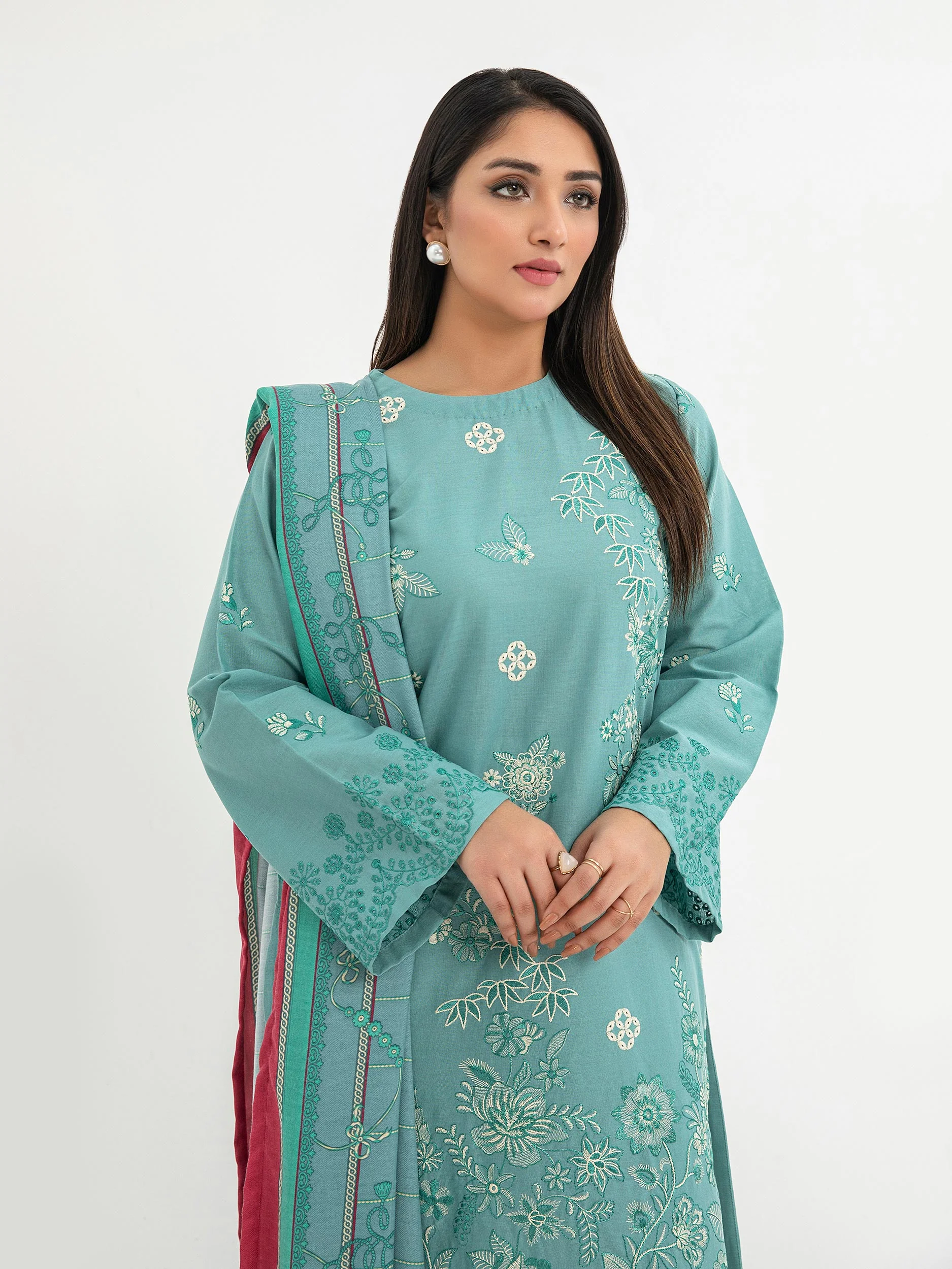 2 Piece Khaddar Suit-Embroidered (Pret) - Image 2