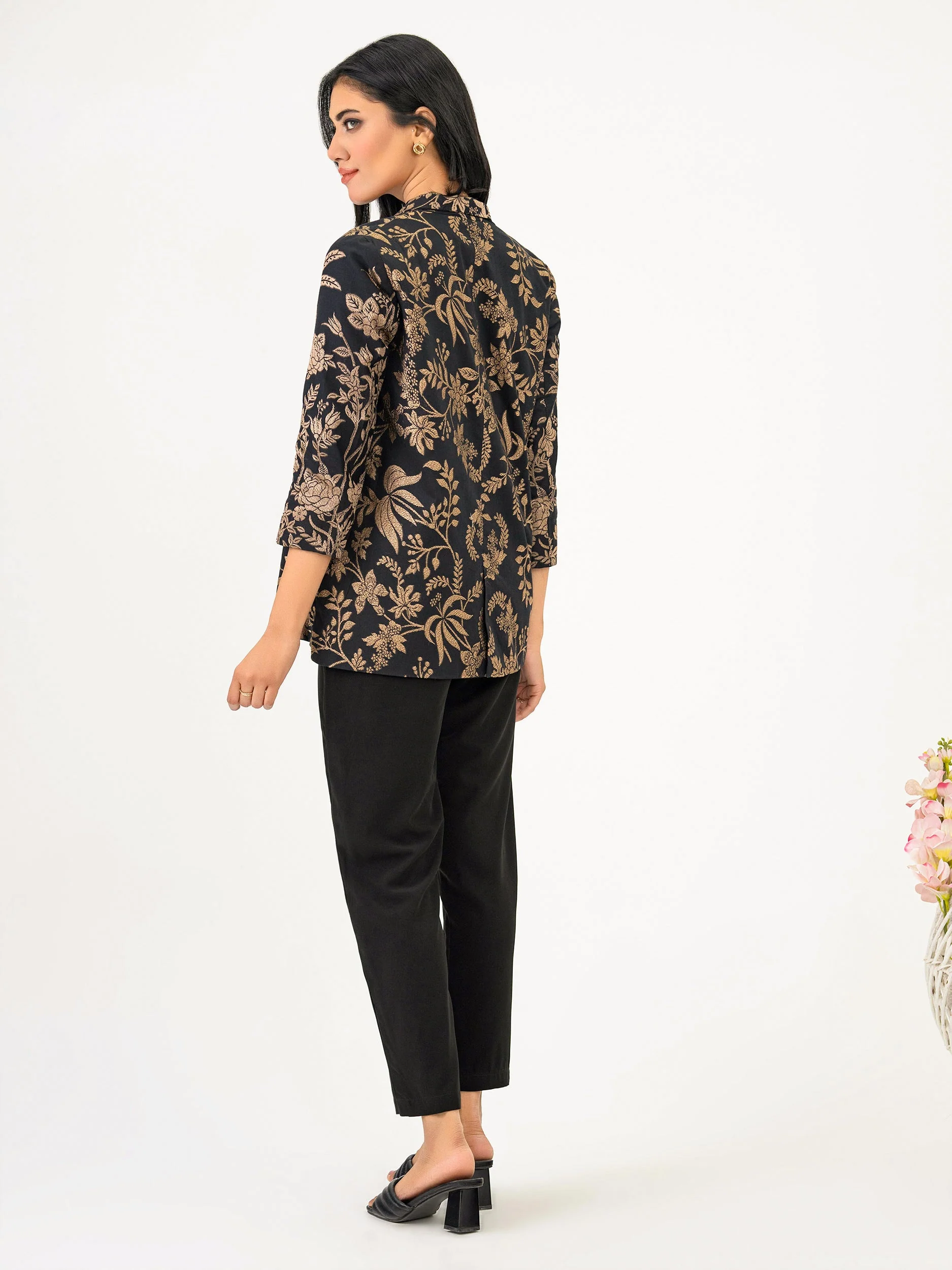 Jacquard Cardigan-Embellished (Pret) - Image 4