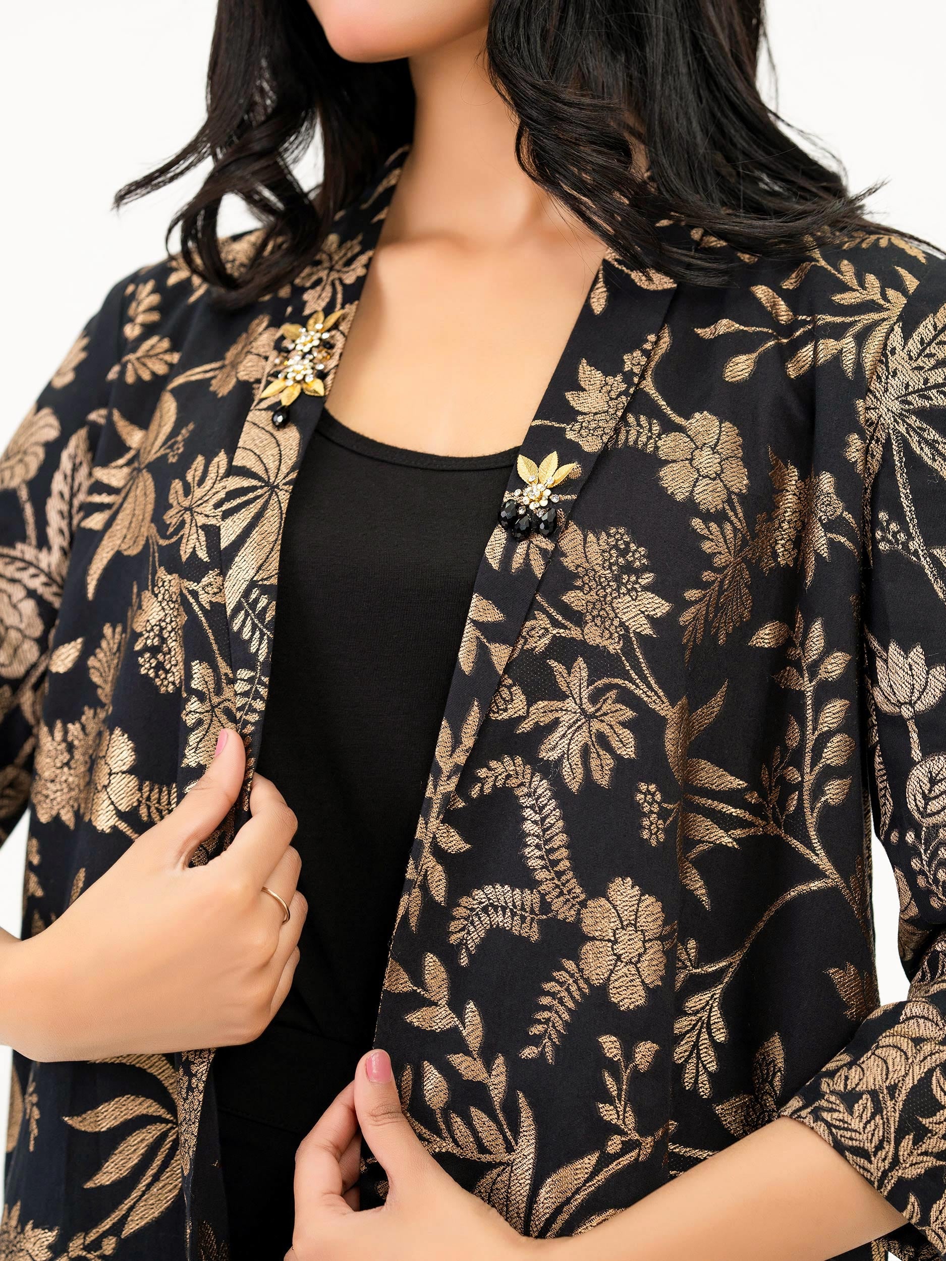 Jacquard Cardigan-Embellished (Pret) - Image 5