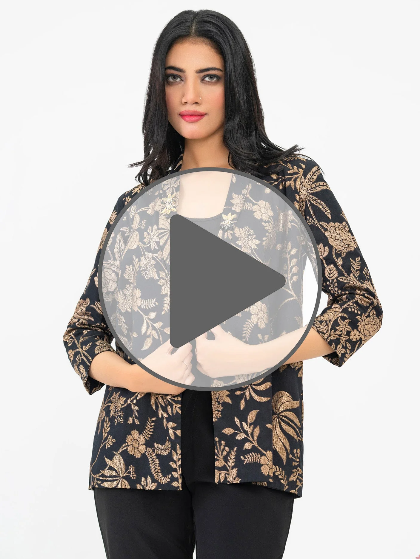 Jacquard Cardigan-Embellished (Pret) - Image 7