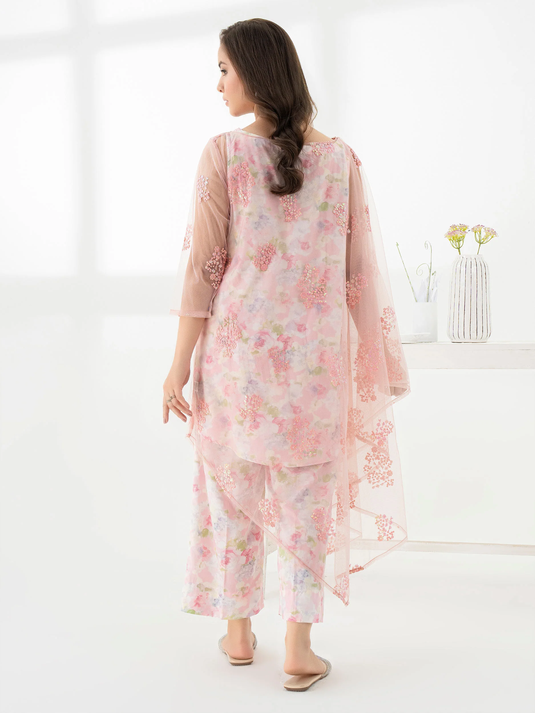 2 Piece Net Suit-Embroidered (Pret) - Image 5