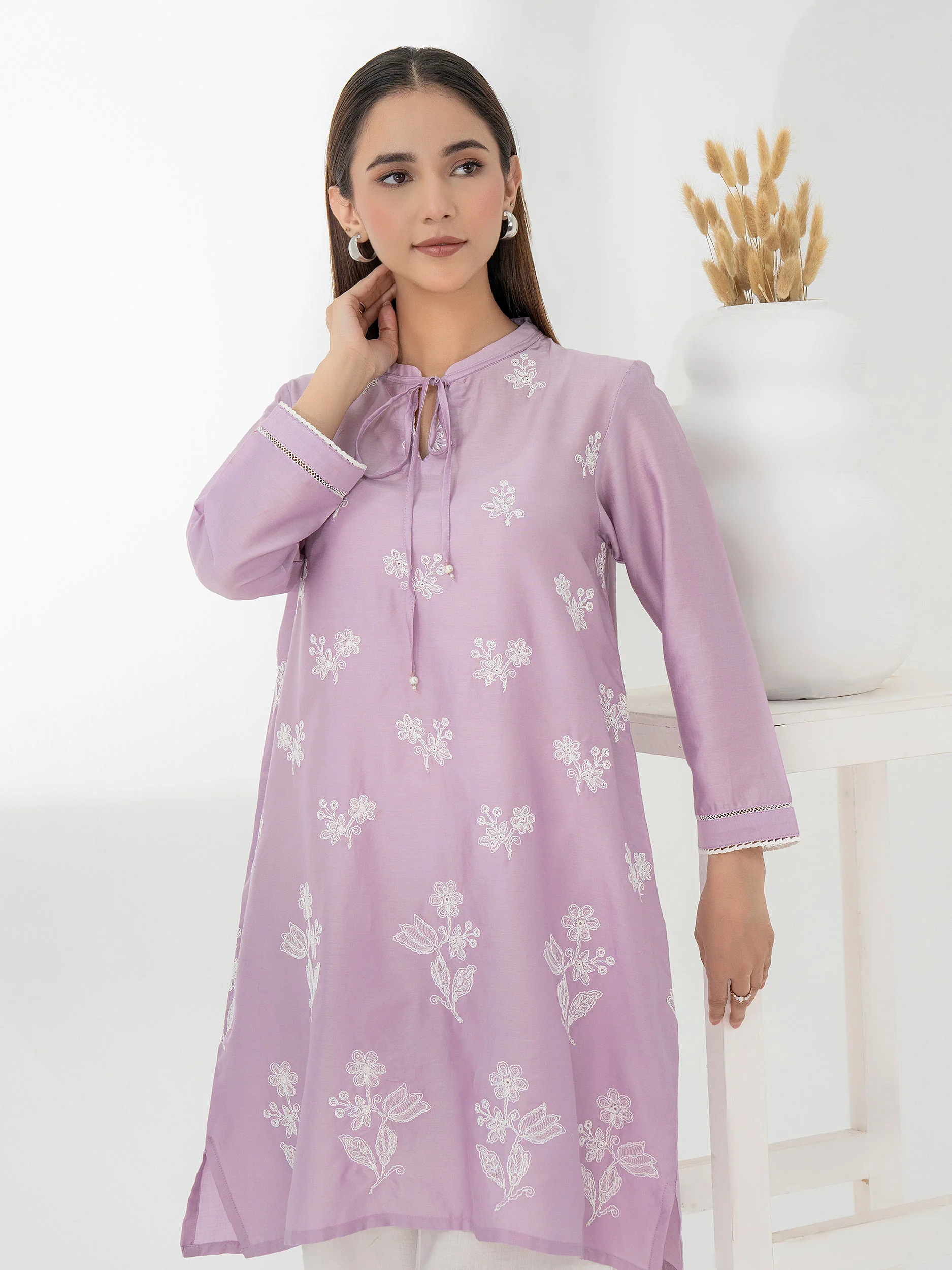 Satin Shirt-Embroidered (Pret) - Image 2
