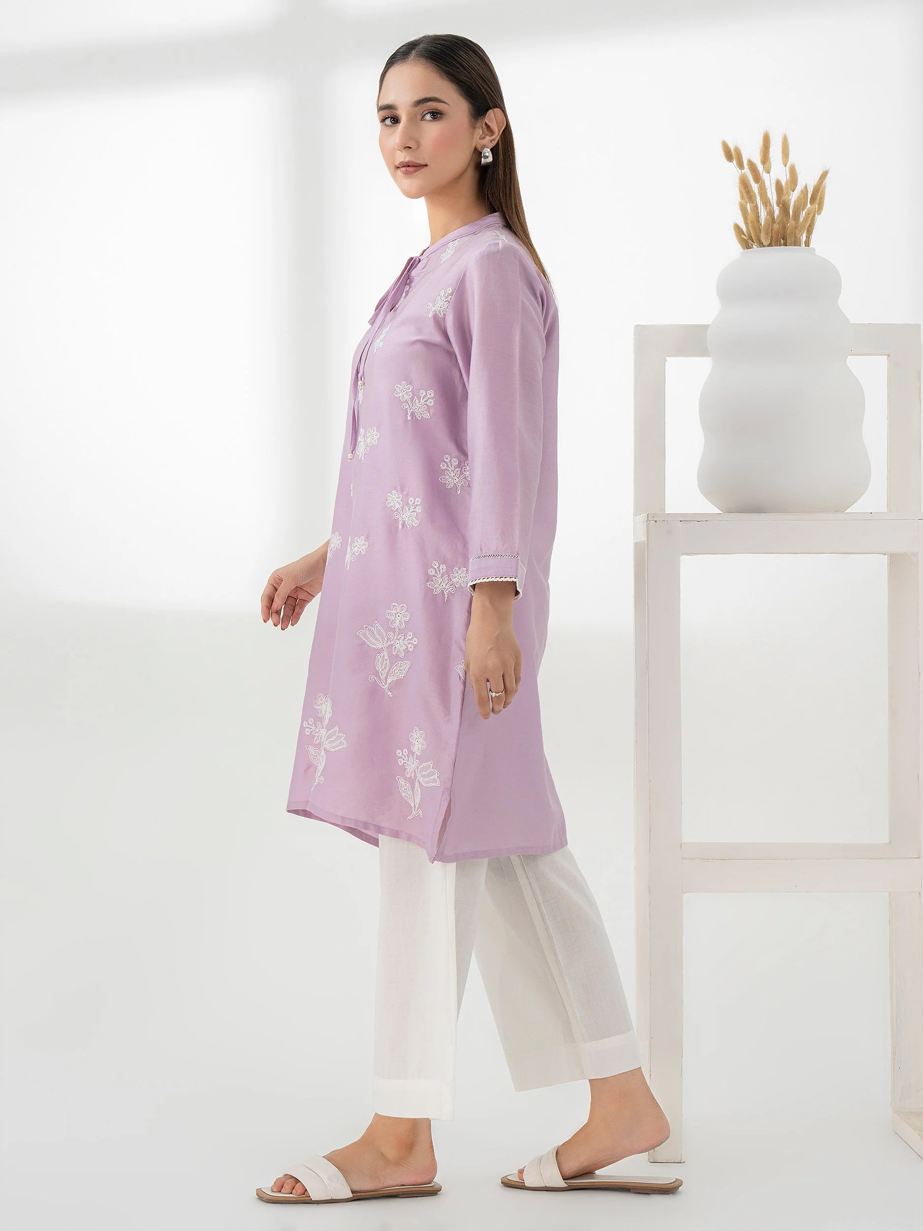 Satin Shirt-Embroidered (Pret) - Image 3