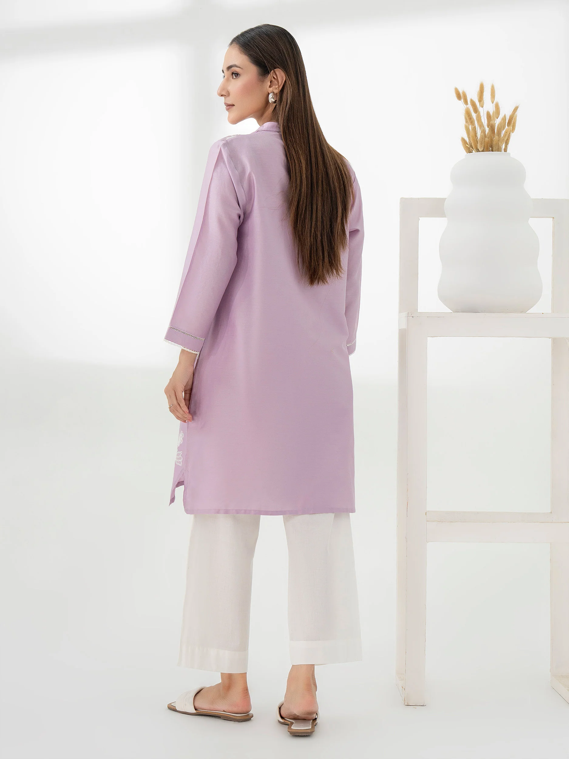 Satin Shirt-Embroidered (Pret) - Image 5