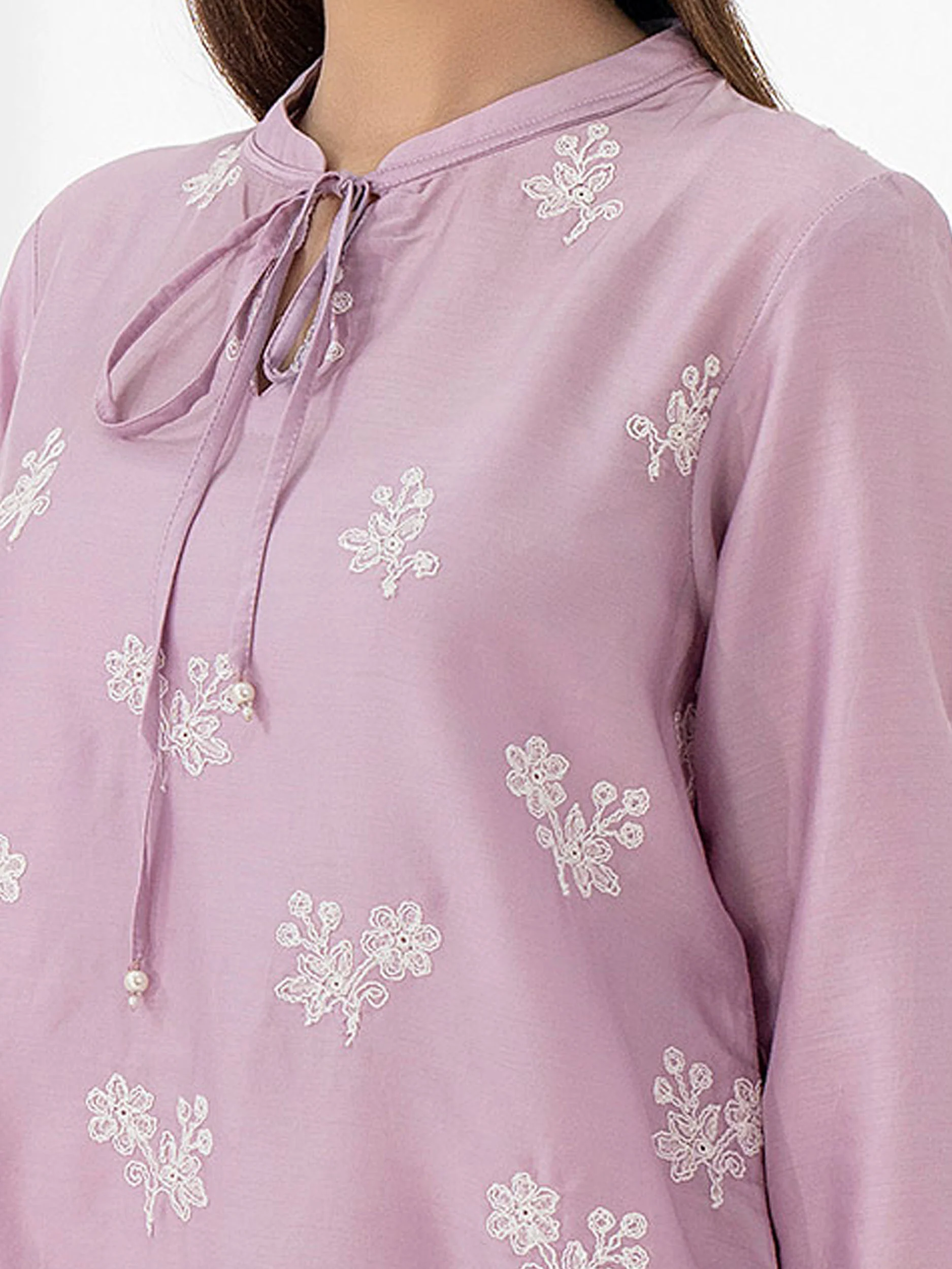 Satin Shirt-Embroidered (Pret) - Image 6