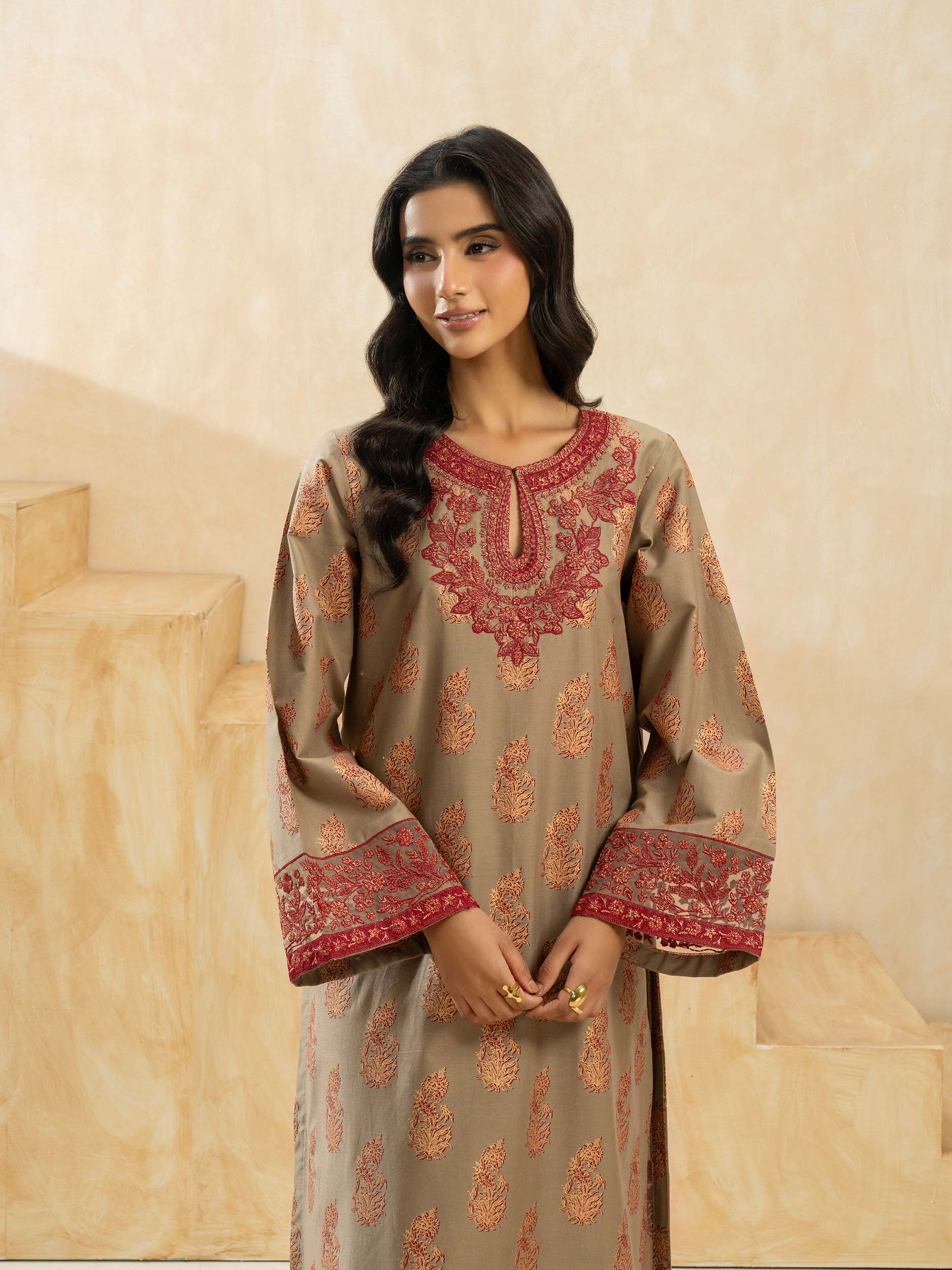 2 Piece Cotton Suit-Embroidered (Pret) - Image 2
