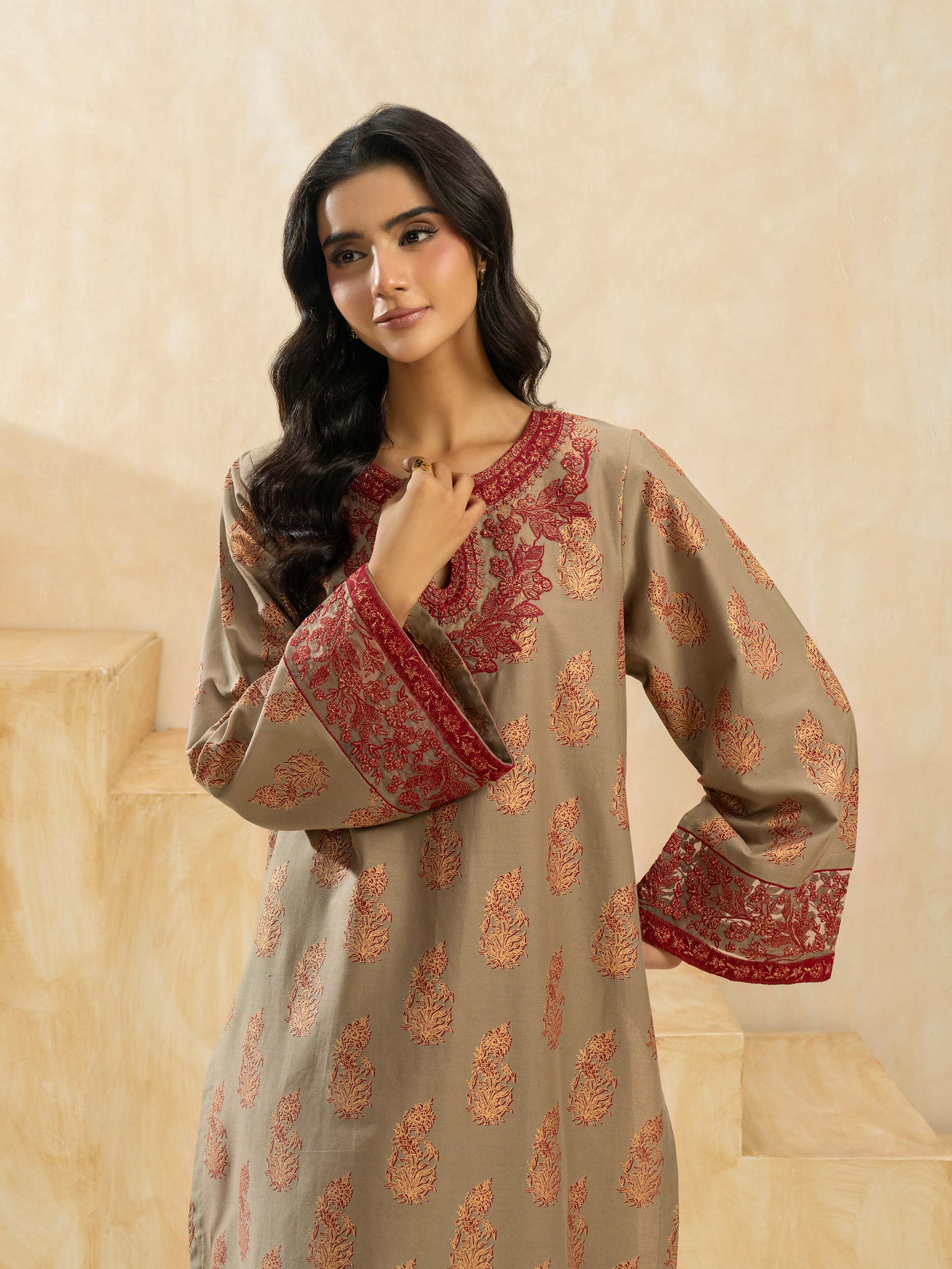 2 Piece Cotton Suit-Embroidered (Pret) - Image 5