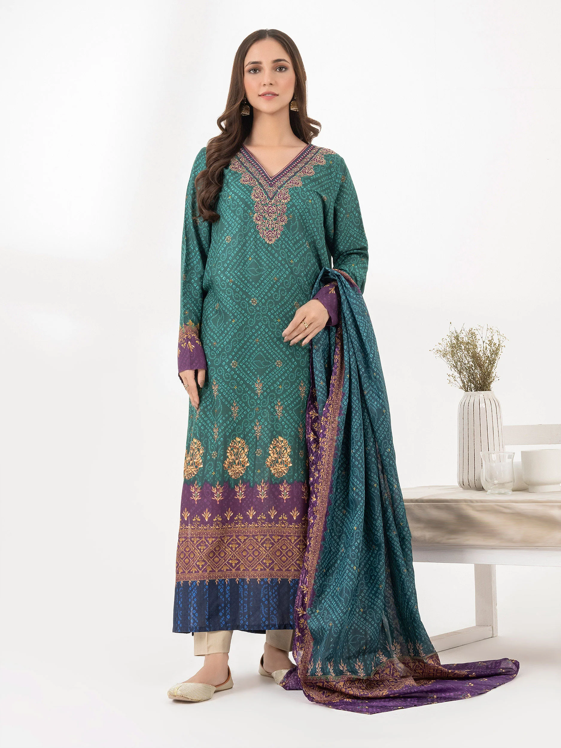 2 Piece Viscose Suit-Embroidered (Pret) - Image 2