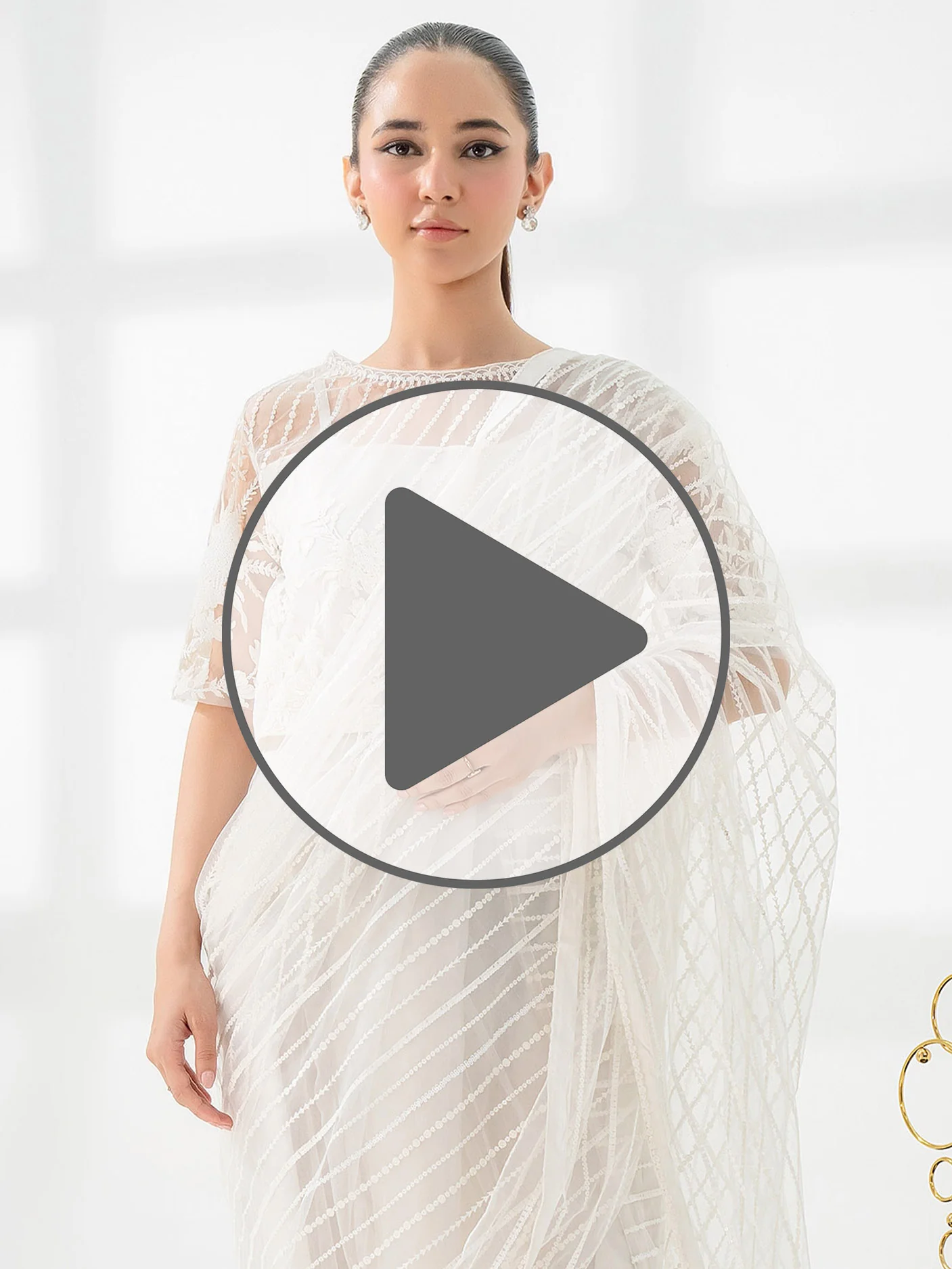 Net Saree-Embroidered (Pret) - Image 6