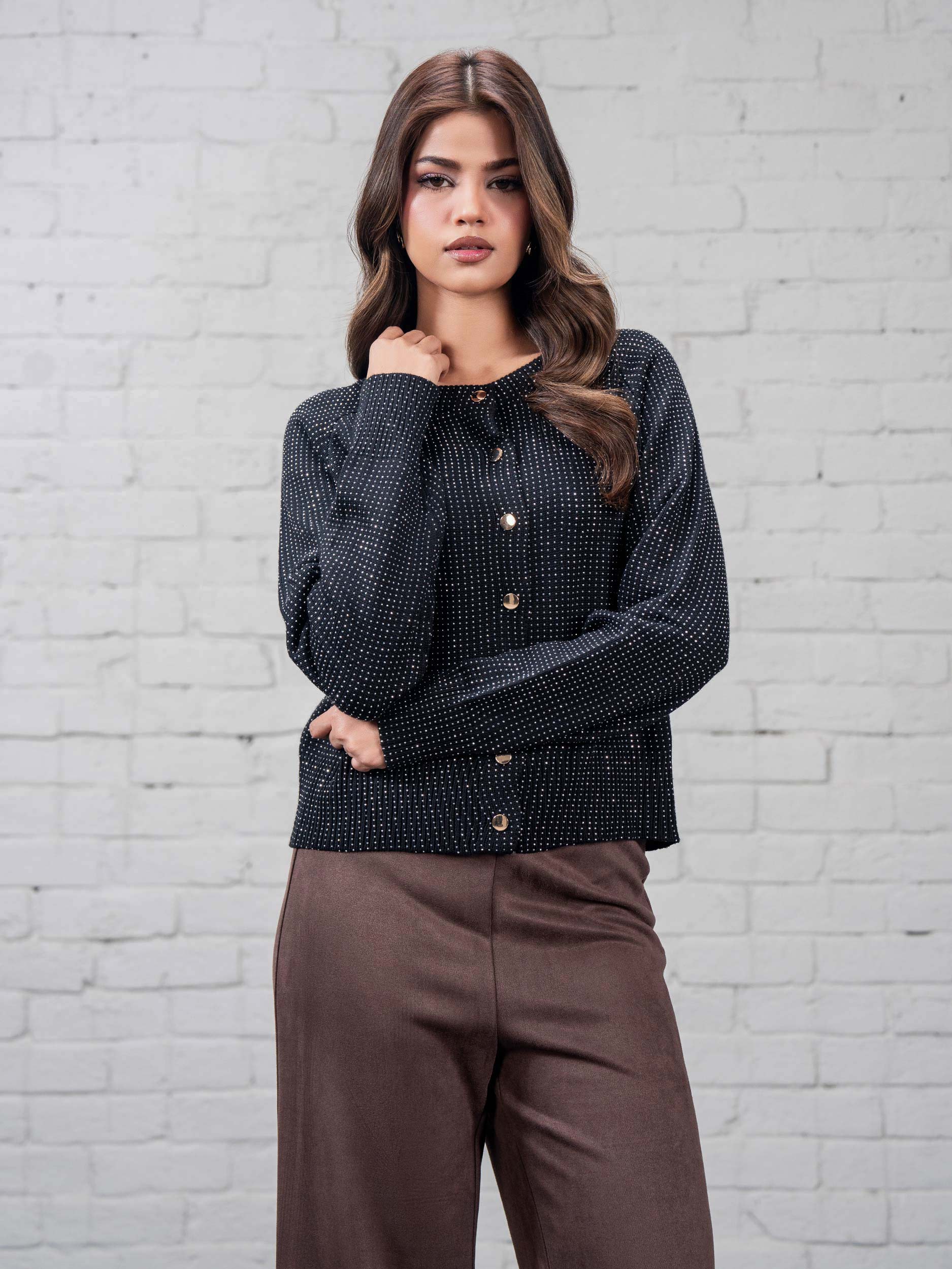 Woolen Cardigan- Embellished - Image 4