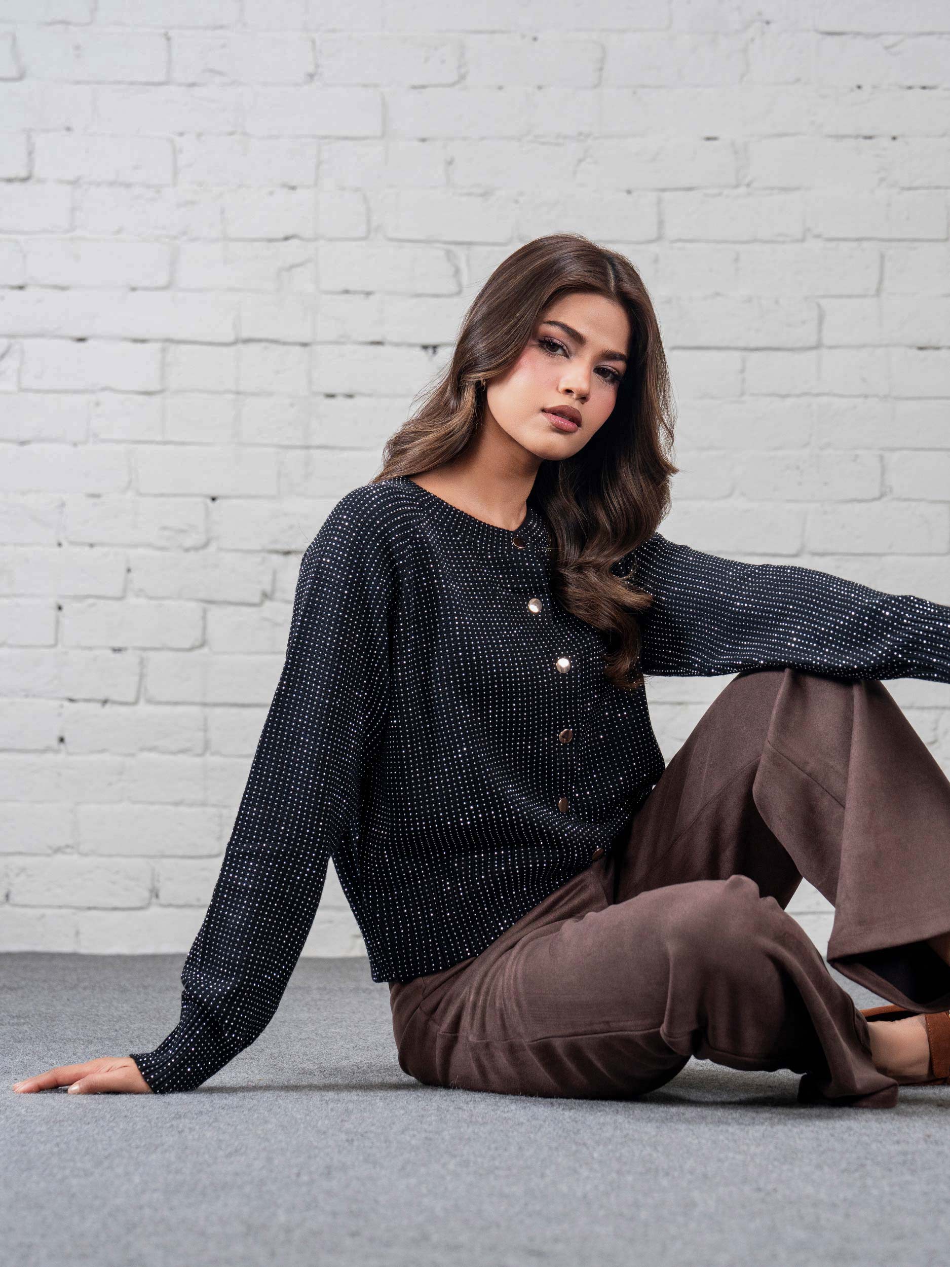 Woolen Cardigan- Embellished - Image 5