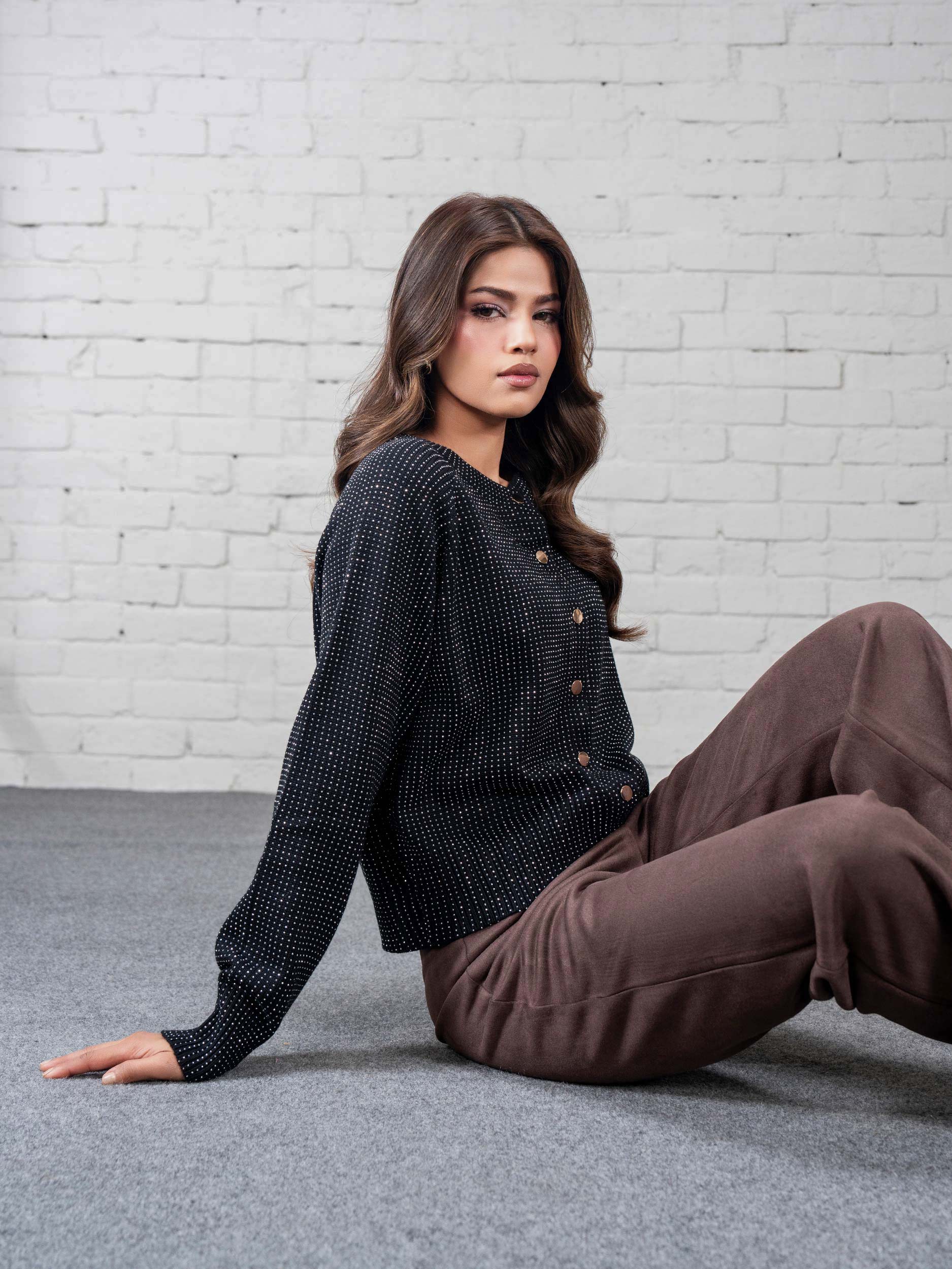 Woolen Cardigan- Embellished - Image 6