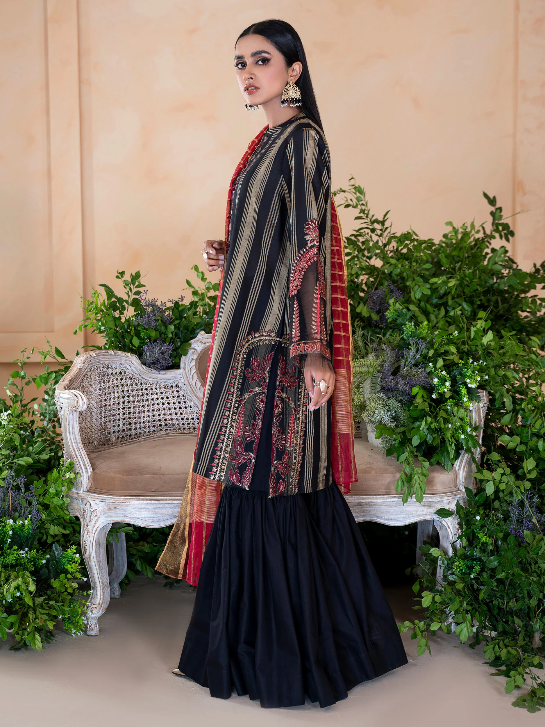 3 Piece Jacquard Suit-Embroidered (Unstitched) - Image 3