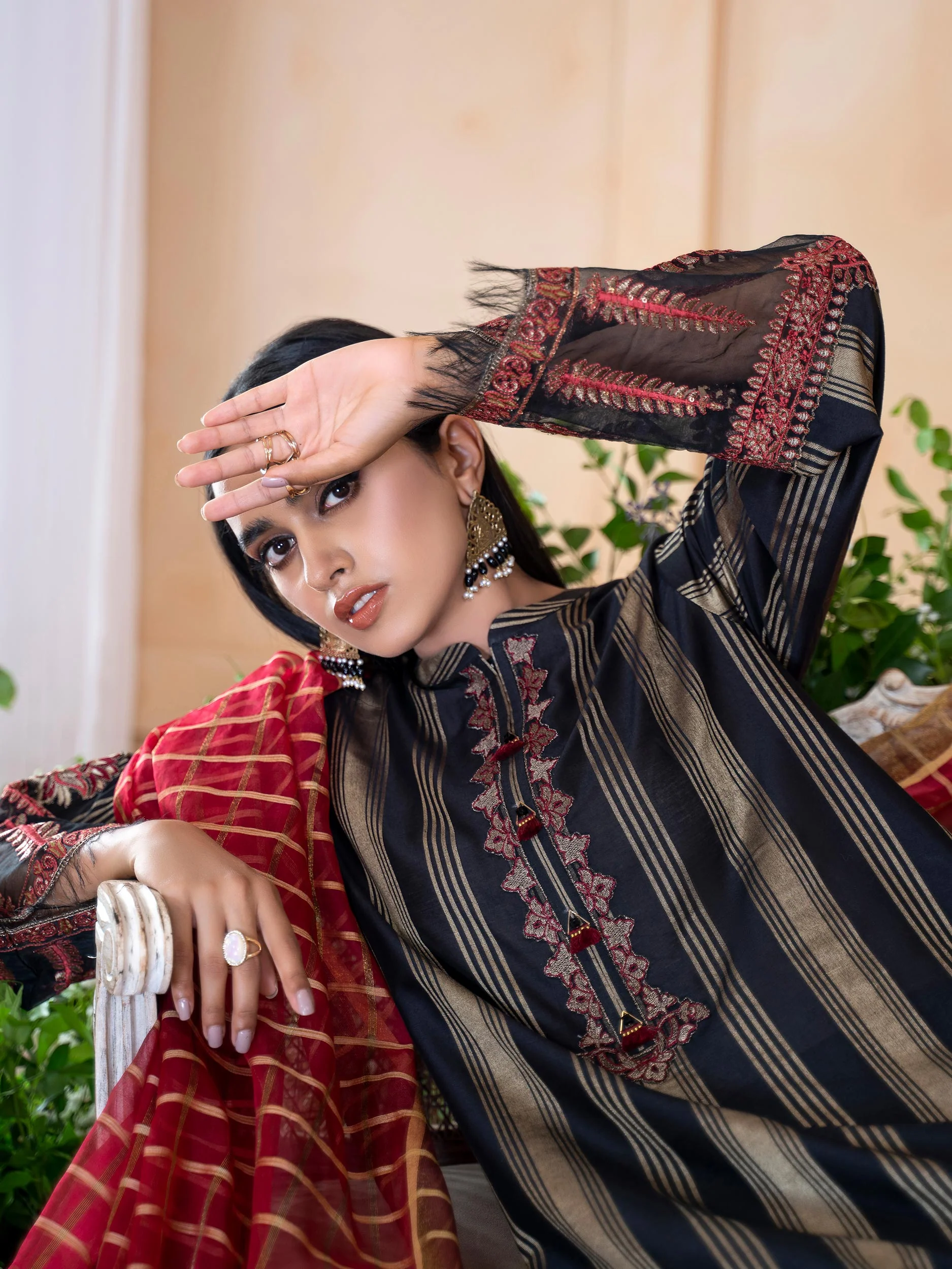 3 Piece Jacquard Suit-Embroidered (Unstitched) - Image 5