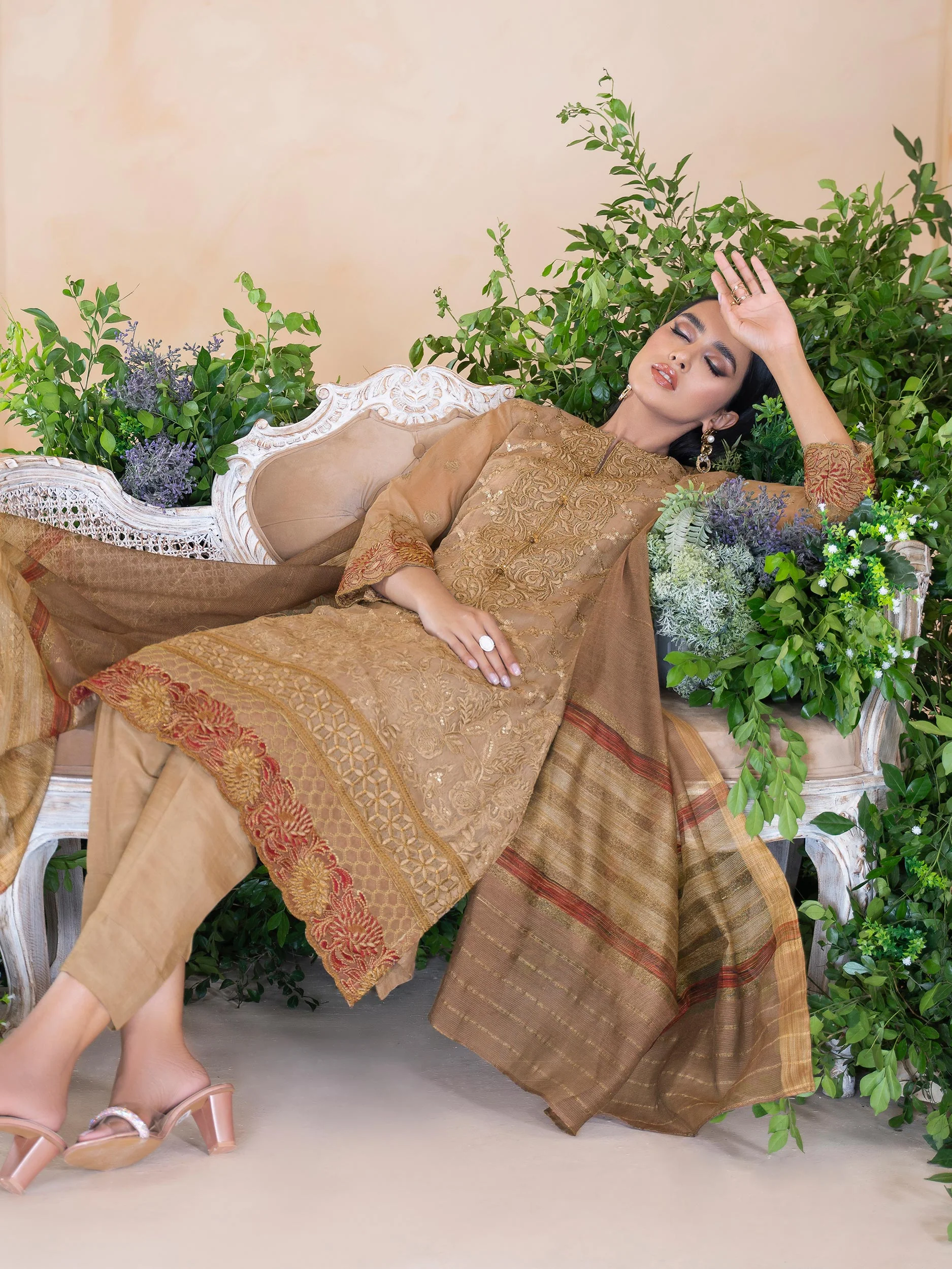 3 Piece Organza Suit-Embroidered (Unstitched) - Image 6