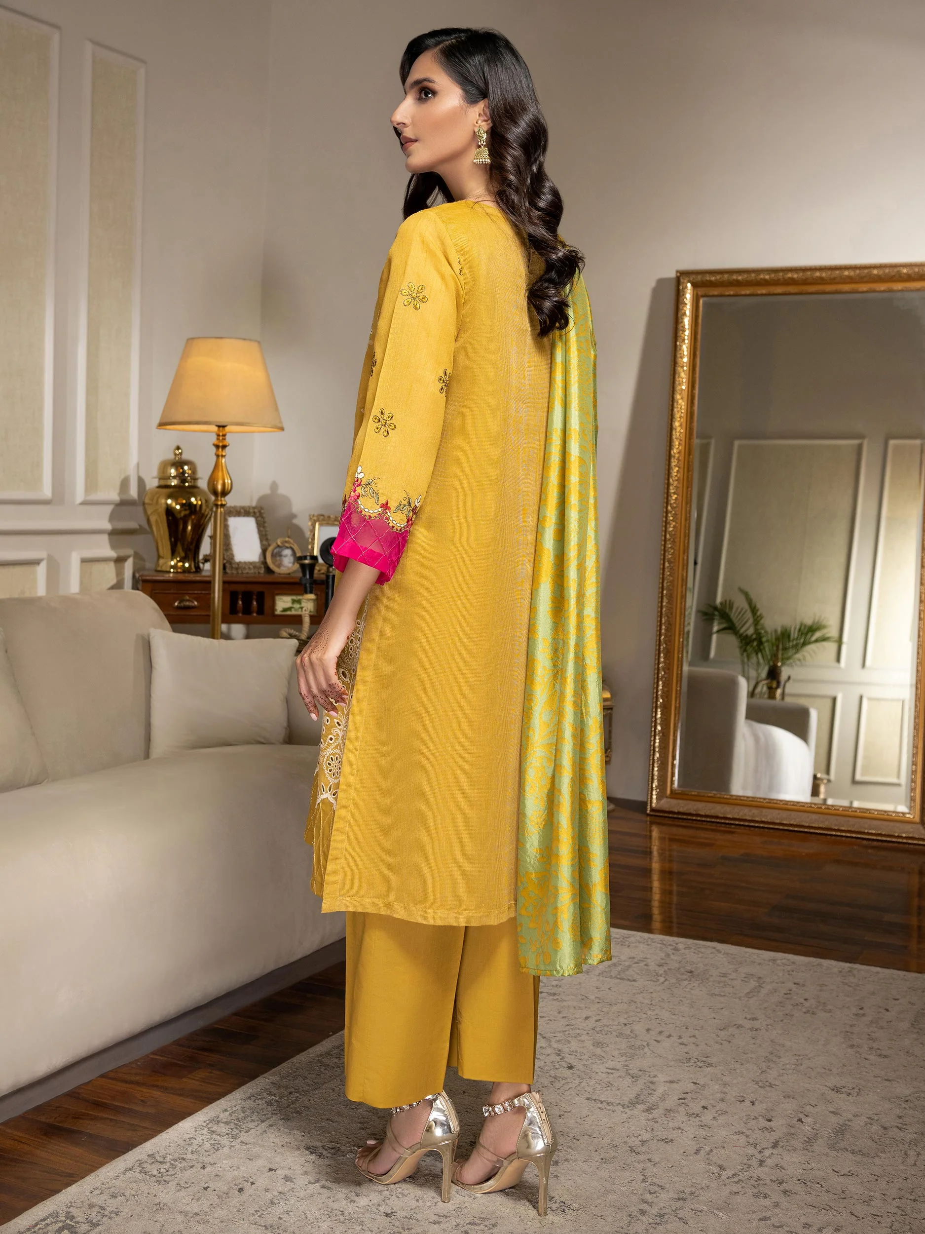 3 Piece Net Suit-Embroidered (Unstitched) - Image 4