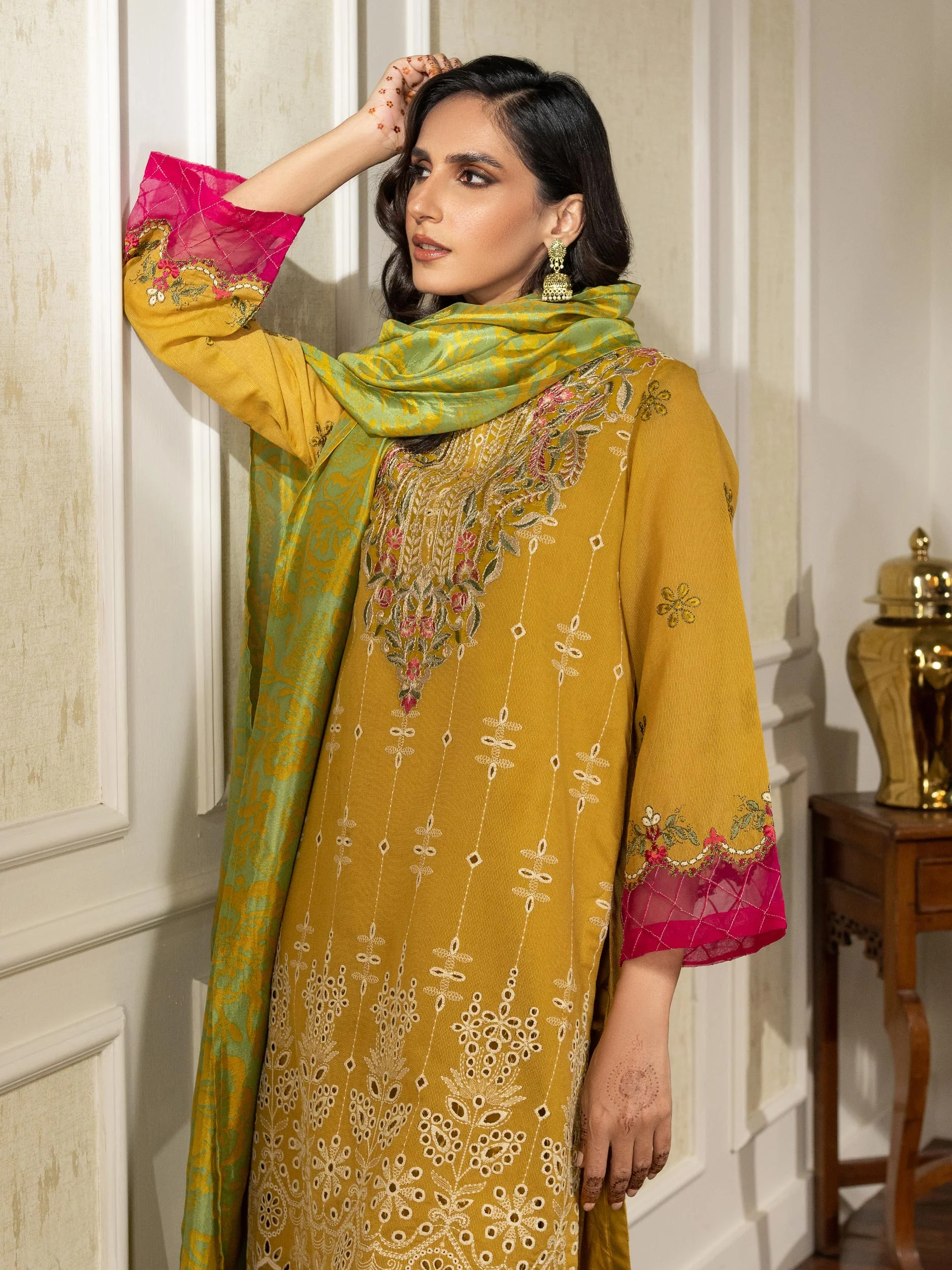 3 Piece Net Suit-Embroidered (Unstitched) - Image 5